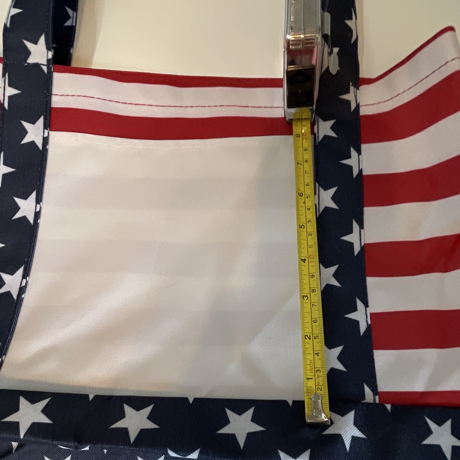 Red White Blue Stars & Stripes Reusable Shopping Tote Bag 18x9x6 in