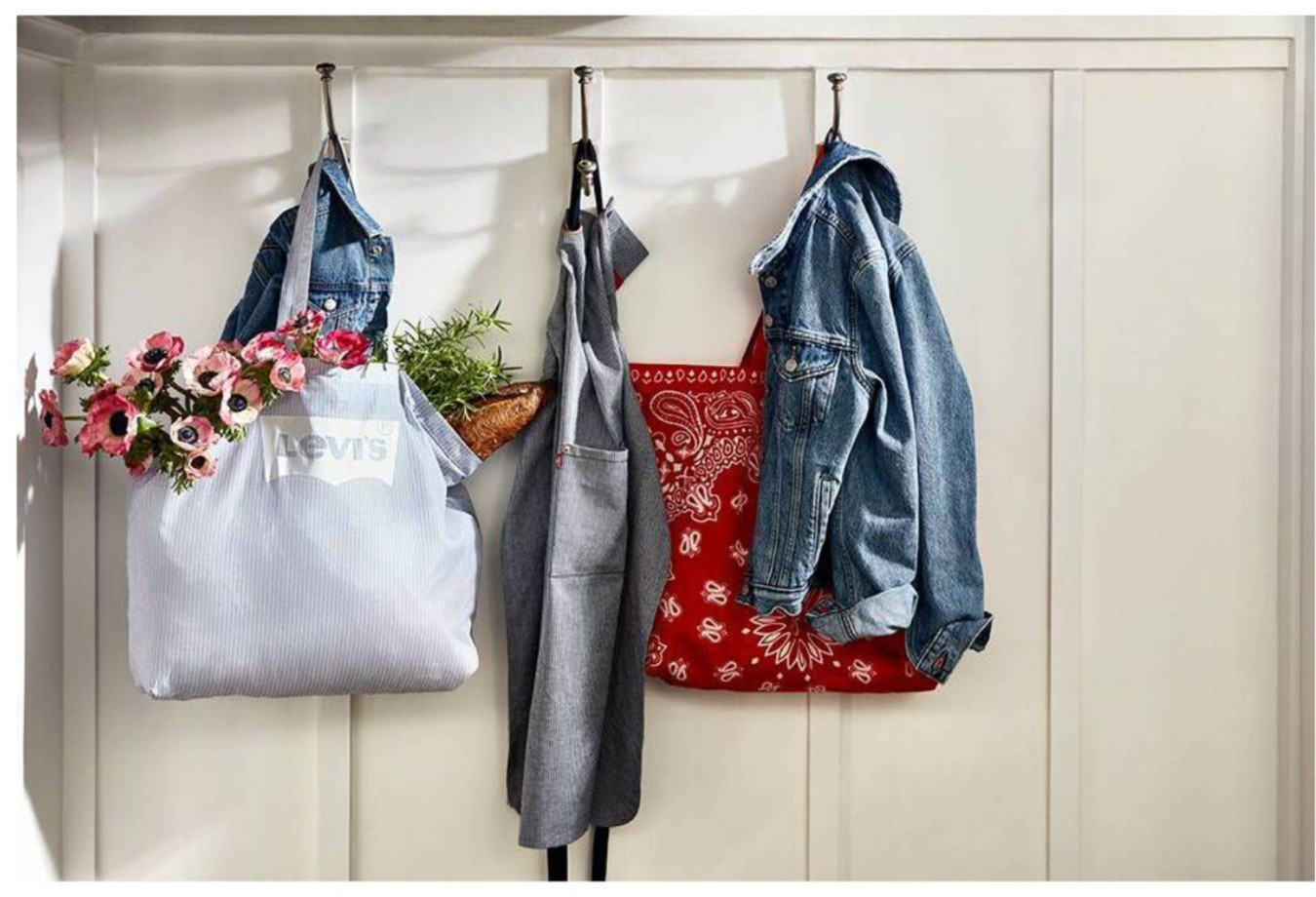 NWT Levi’s x Target Large Bandana Reusable Shopping Bag Set Paisley/Stripe Blue