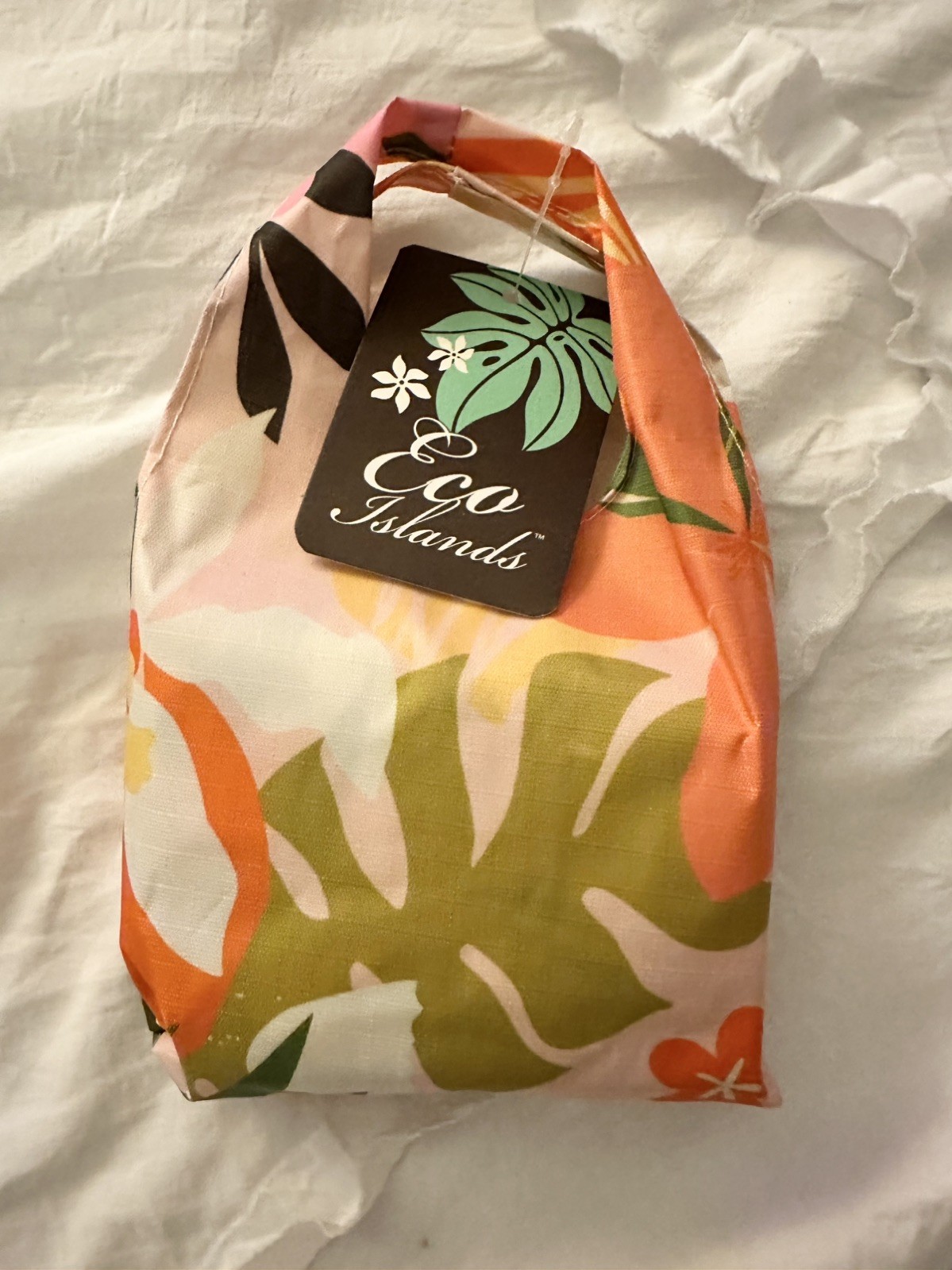 Hawaiian Foldable Reusable Shopping Bag with Handles – Pink/Orange