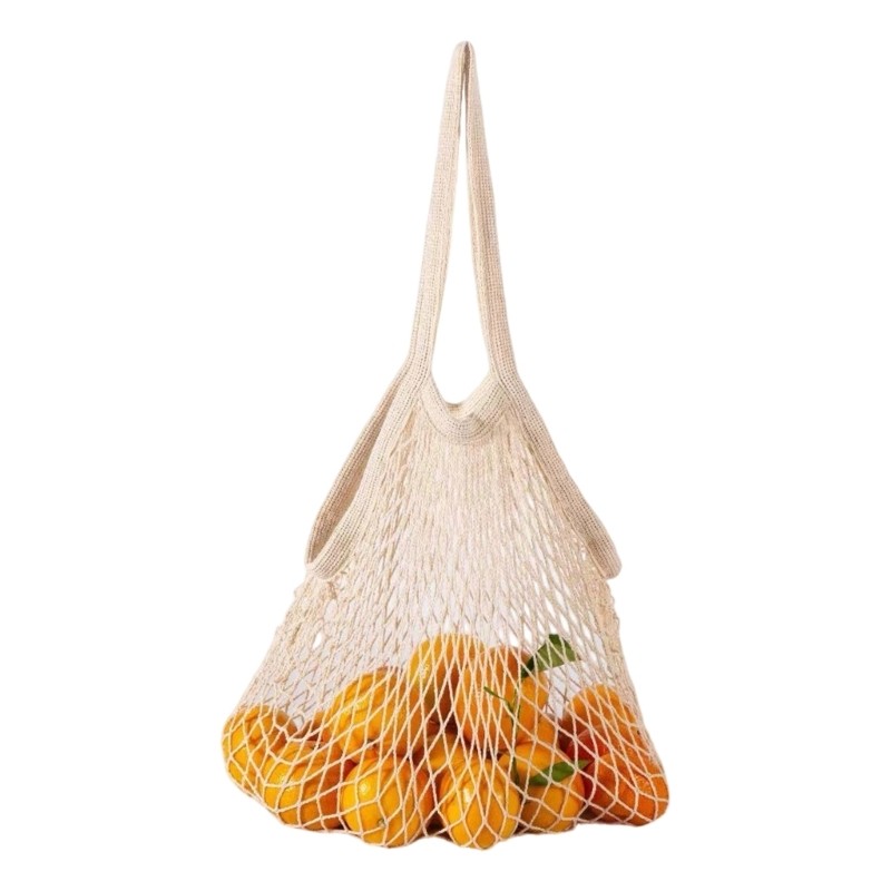 Portable Compact Mesh Grocery Bag Cotton Material Freshly Saver For Daily