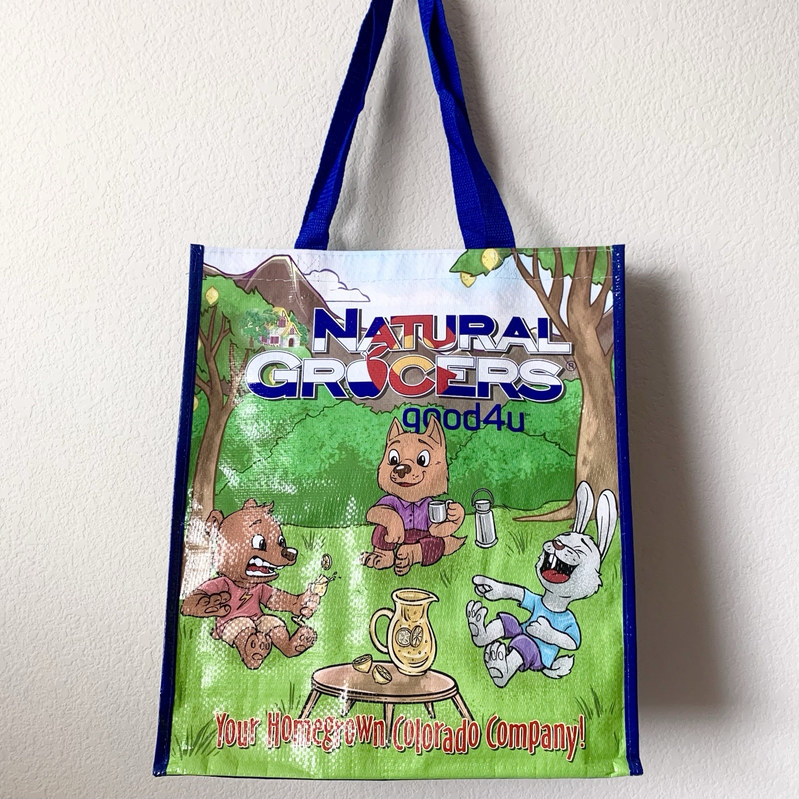 Natural Grocers 4 seasons graphic Reusable Tote Heavy Duty Holds 50 lbs colorado