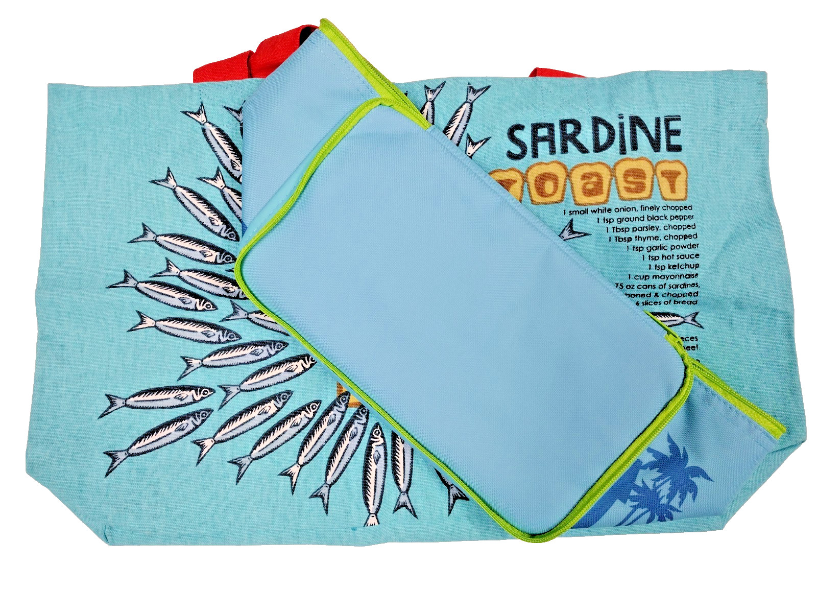 Combo of Trader Joe’s Sardine Tote & 1.5 Mini Insulated Lunch Bag in Pastel Blue