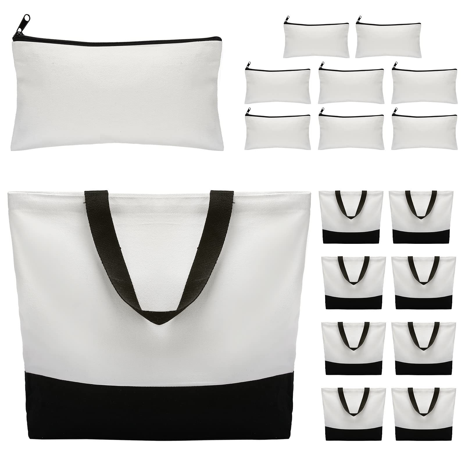 16 Pieces Canvas Tote Bag Bulk Sublimation Blank Large Reusable Grocery Shopp…