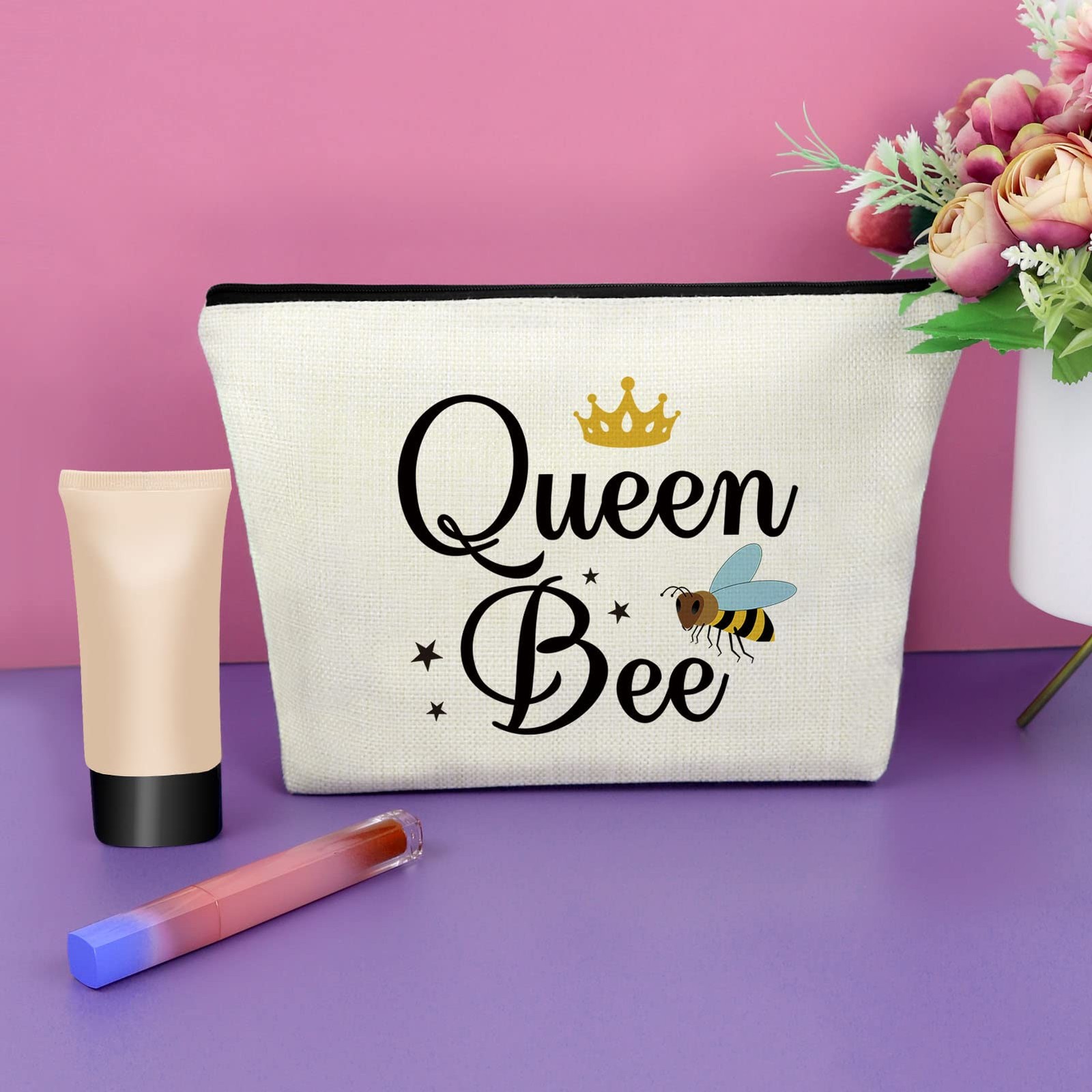 Sazuwu Bee Themed Gifts for Women Makeup Bag Lover Queen