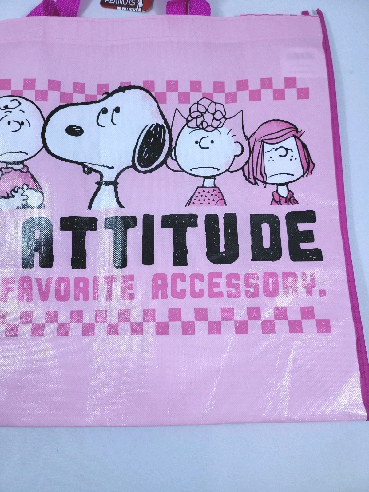Peanuts Snoopy & Gang My Attitude Reusable Shopping Bag Grocery Read Description