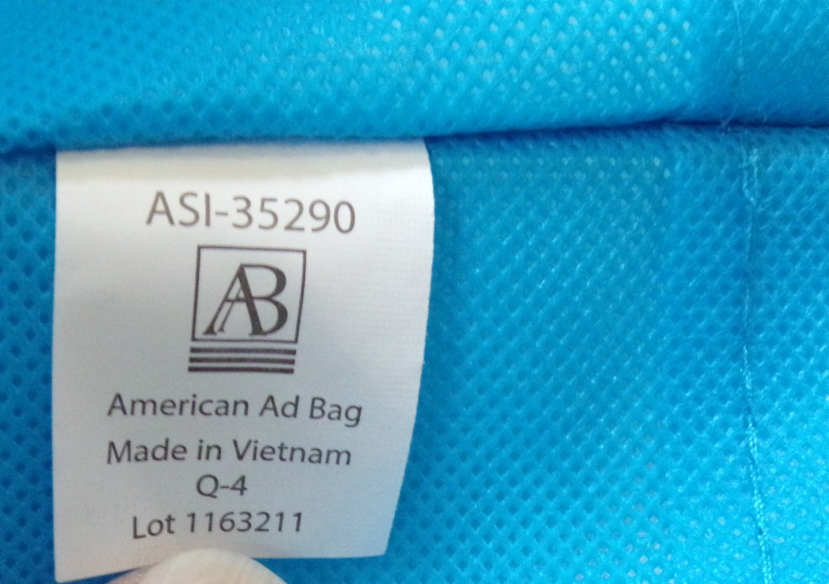 LOVE ALGOMA WISCONSIN BLUE TOTE SHOPPING GROCERY BAG REUSABLE 13 x 5 x 13 TALL