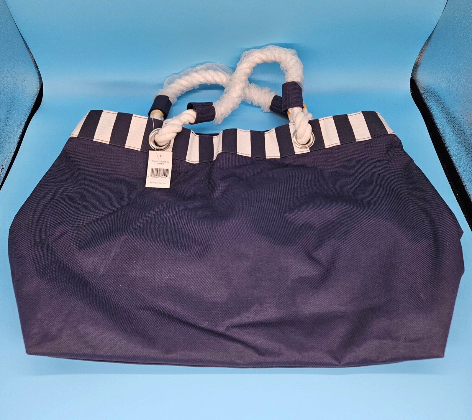 YANKEE CANDLE Navy Blue Tote Bag Nautical Ltd Edition Rope Handles Beach New