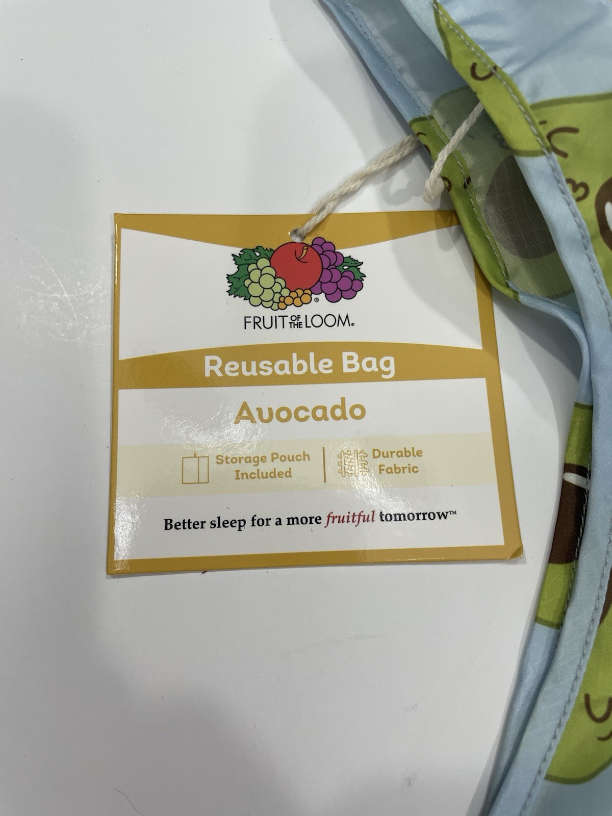 2 Avocado Fabric Fruit of The Loom Reusable Bags Grocery Tote NWT
