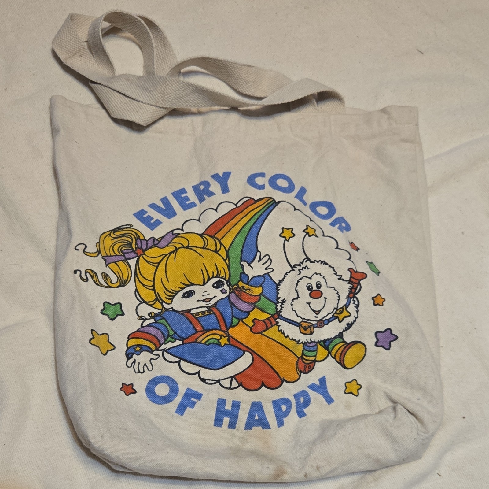 Rainbow Bright “Every Color of Happy” White Reusable Tote Bag Graphic Print