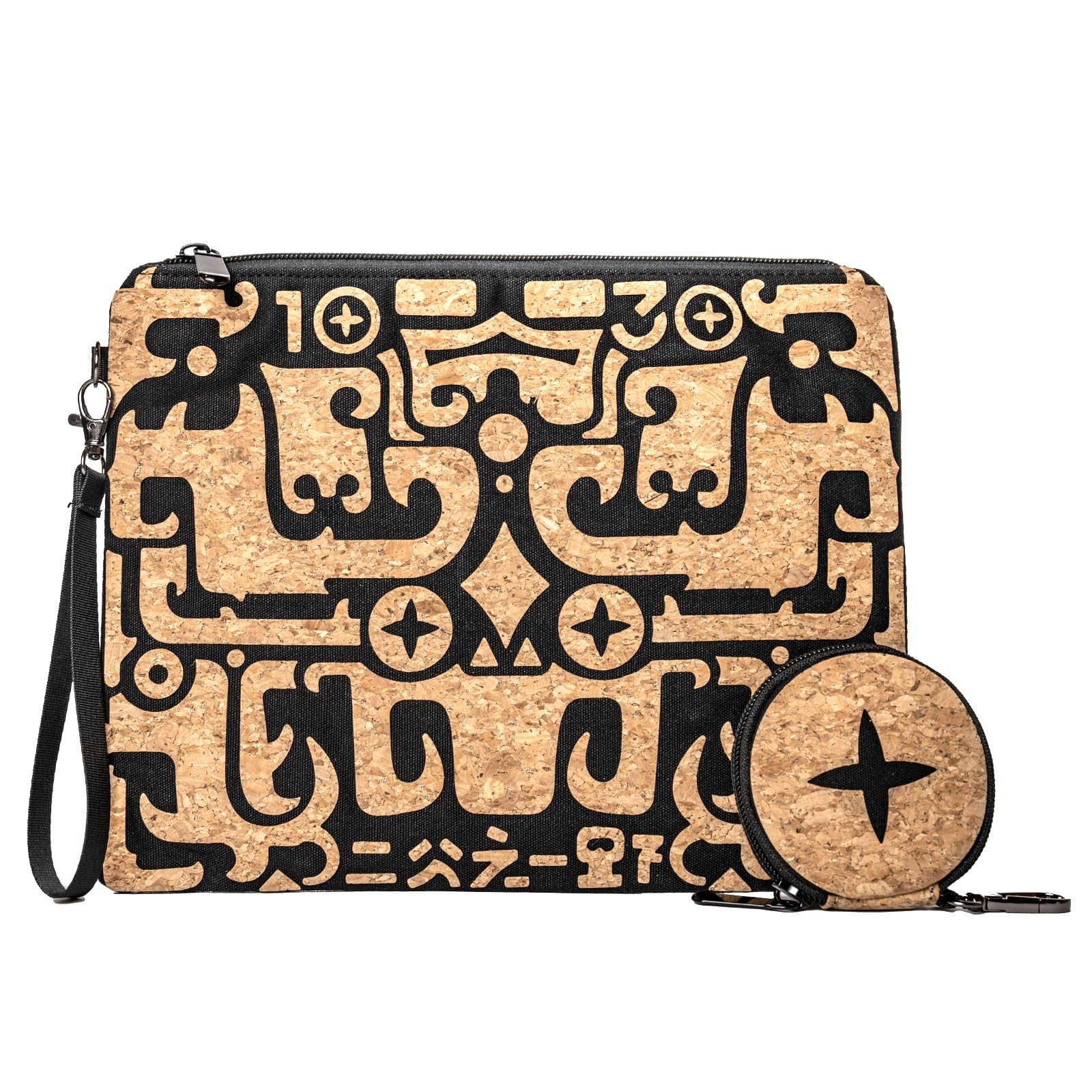daaiurbags Wristlet Pouch Set 2-Piece for Women,Natural Cork Multicolor