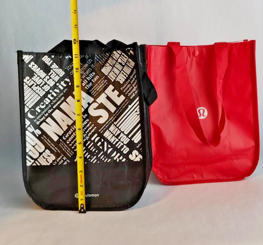 Lululemon Red | Black Reusable Shopping Gift Bag Medium Yoga Tote 9.5″ x 12″