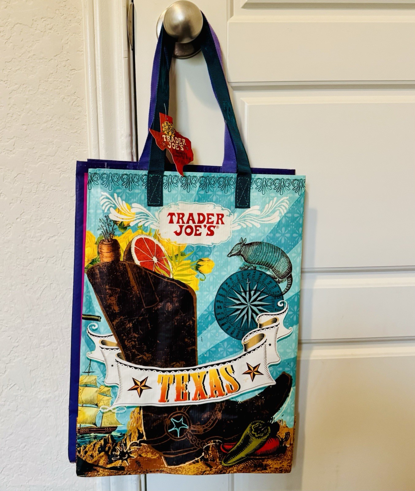 Trader Joe’s Reusable Shopping Bag Large Pop Art Multicolor Foldable