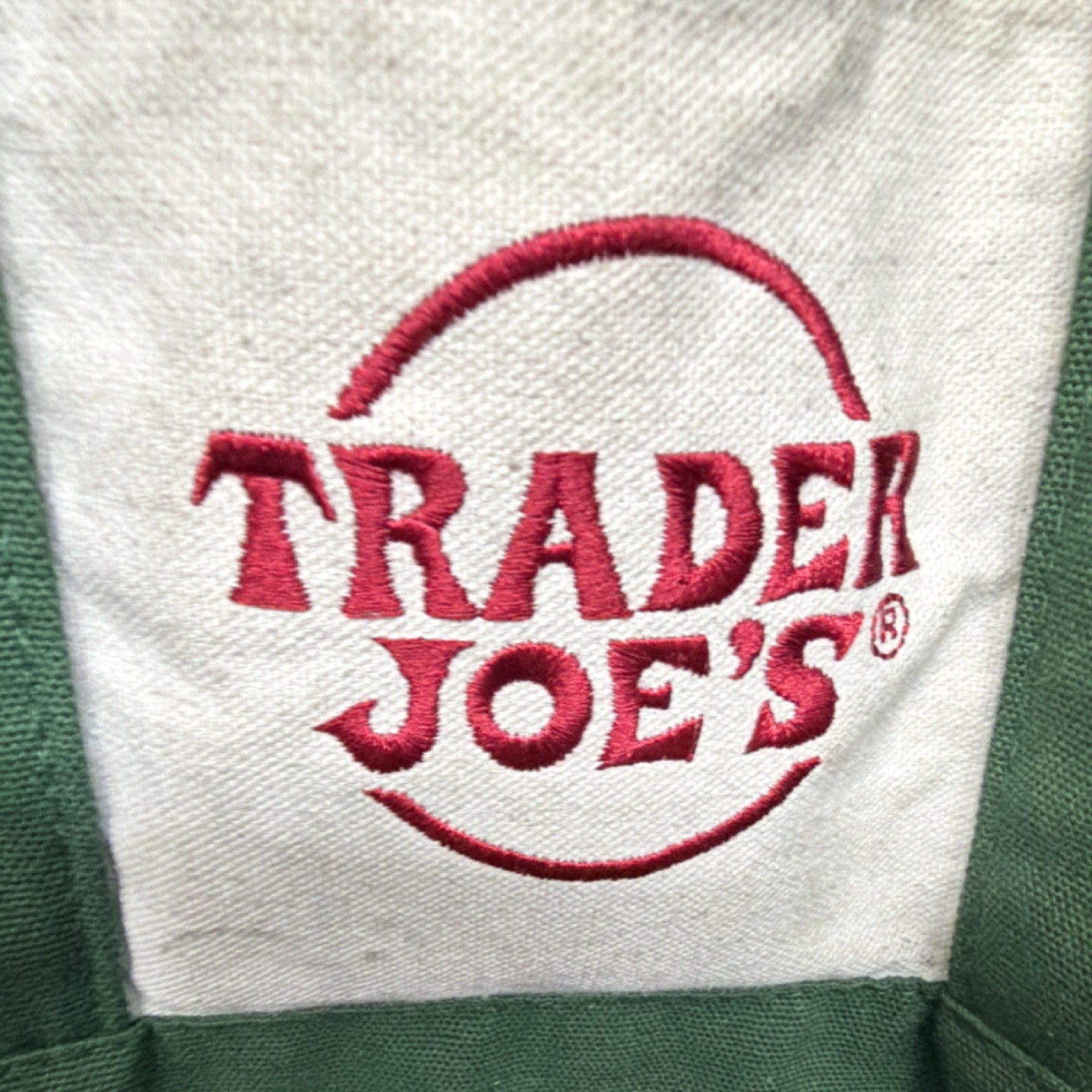 Authentic Trader Joe’s Reusable Canvas Tote Bag Green/Beige