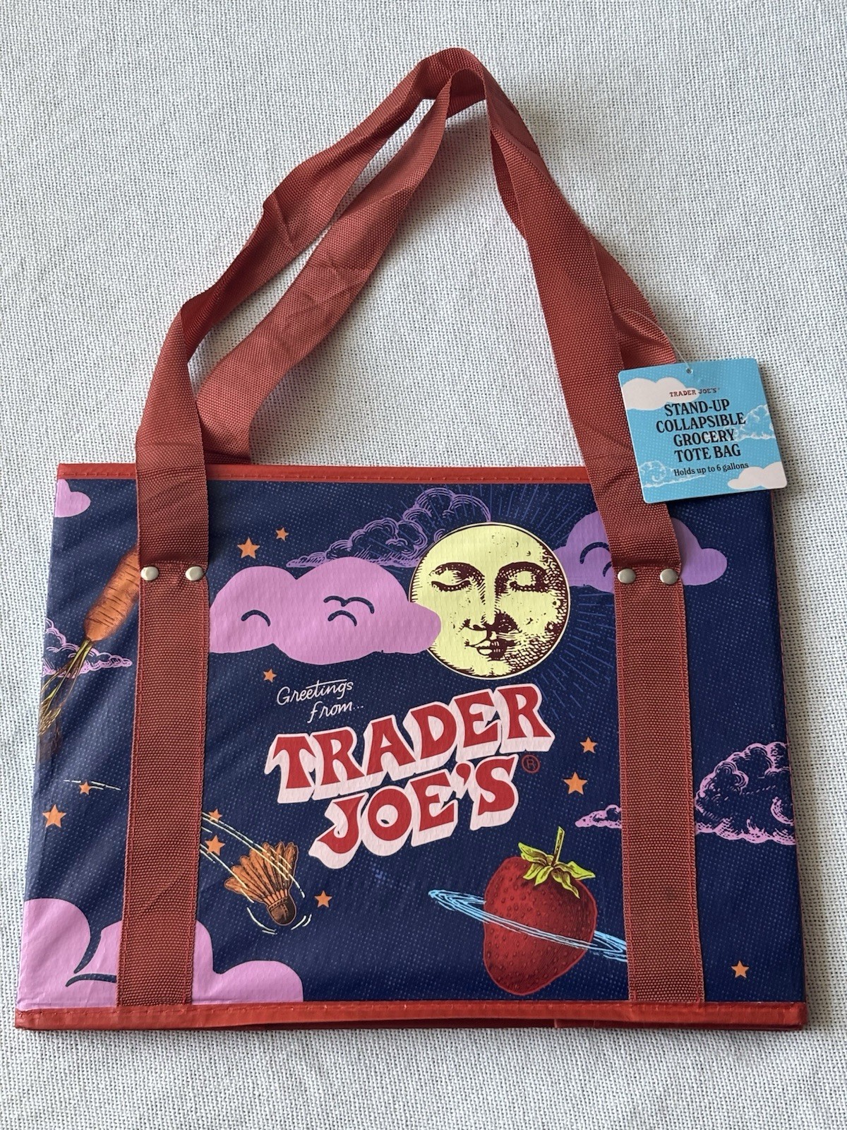 LIMITED Trader Joe’s Stand-Up Collapsible Tote Bag Moon & Sky