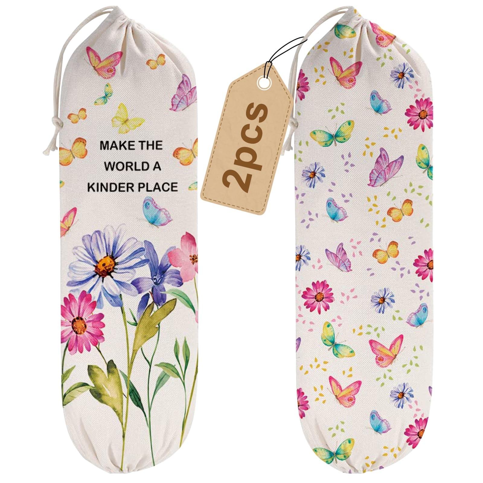 2PCS Butterfly Plastic Bag Holder for Kitchen Essentials, Large, Multicolor