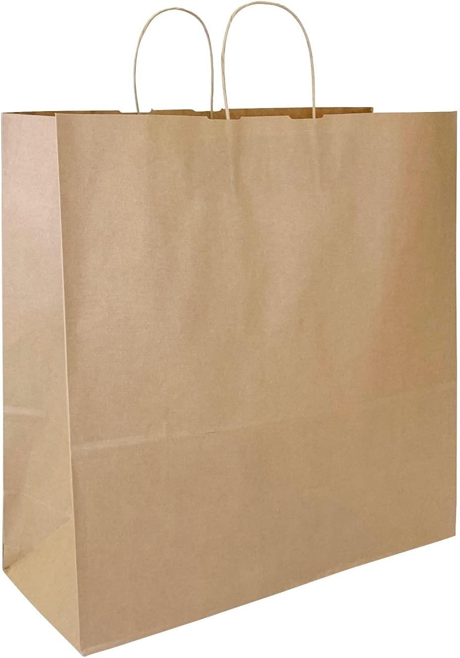 20 x 5 x 17 in. Large Premium Brown Kraft Paper Shopping Bags with Handles 25 pc