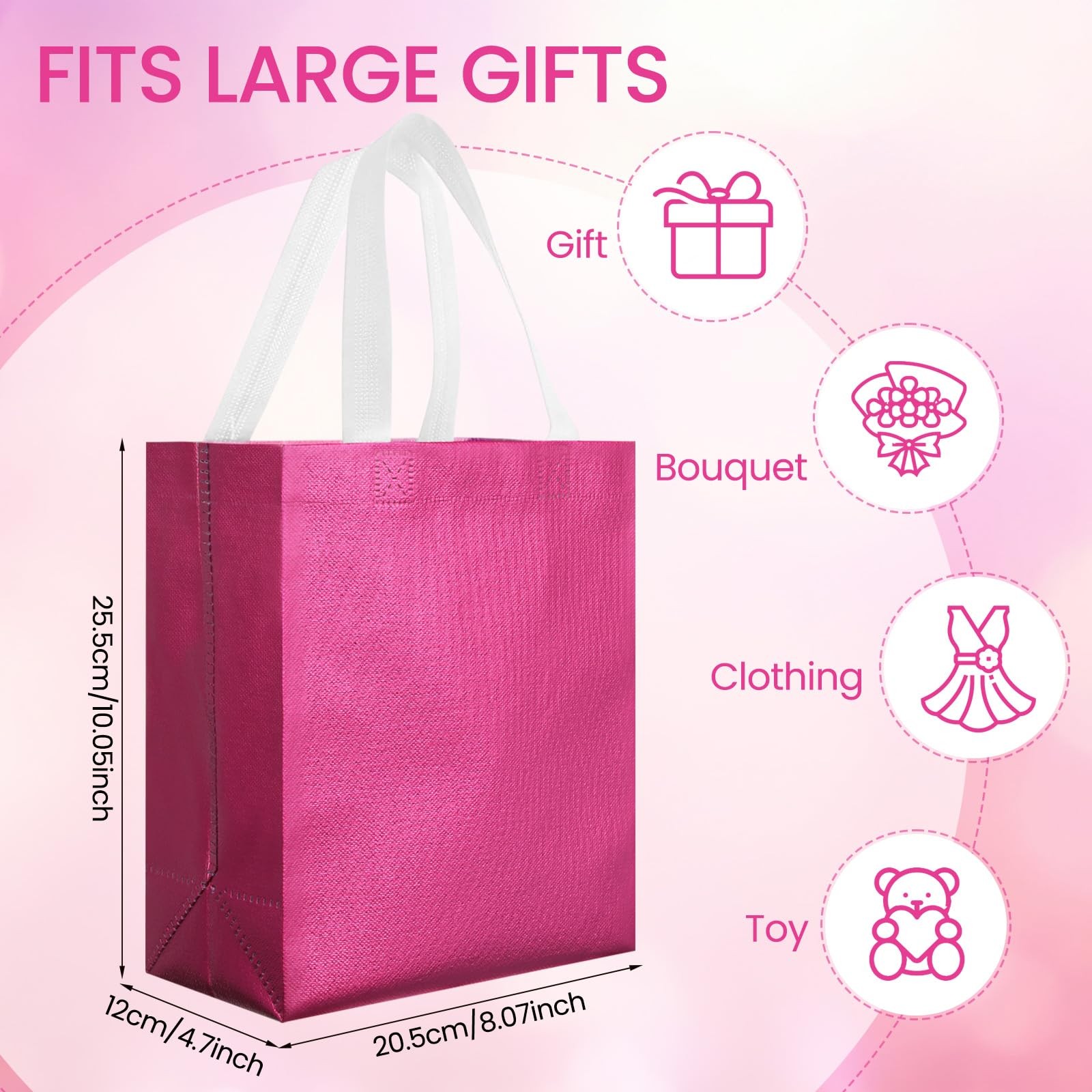 80 Pcs Reusable Gift Bags Set Glossy Grocery Gift Tote with Handle for Weddin…
