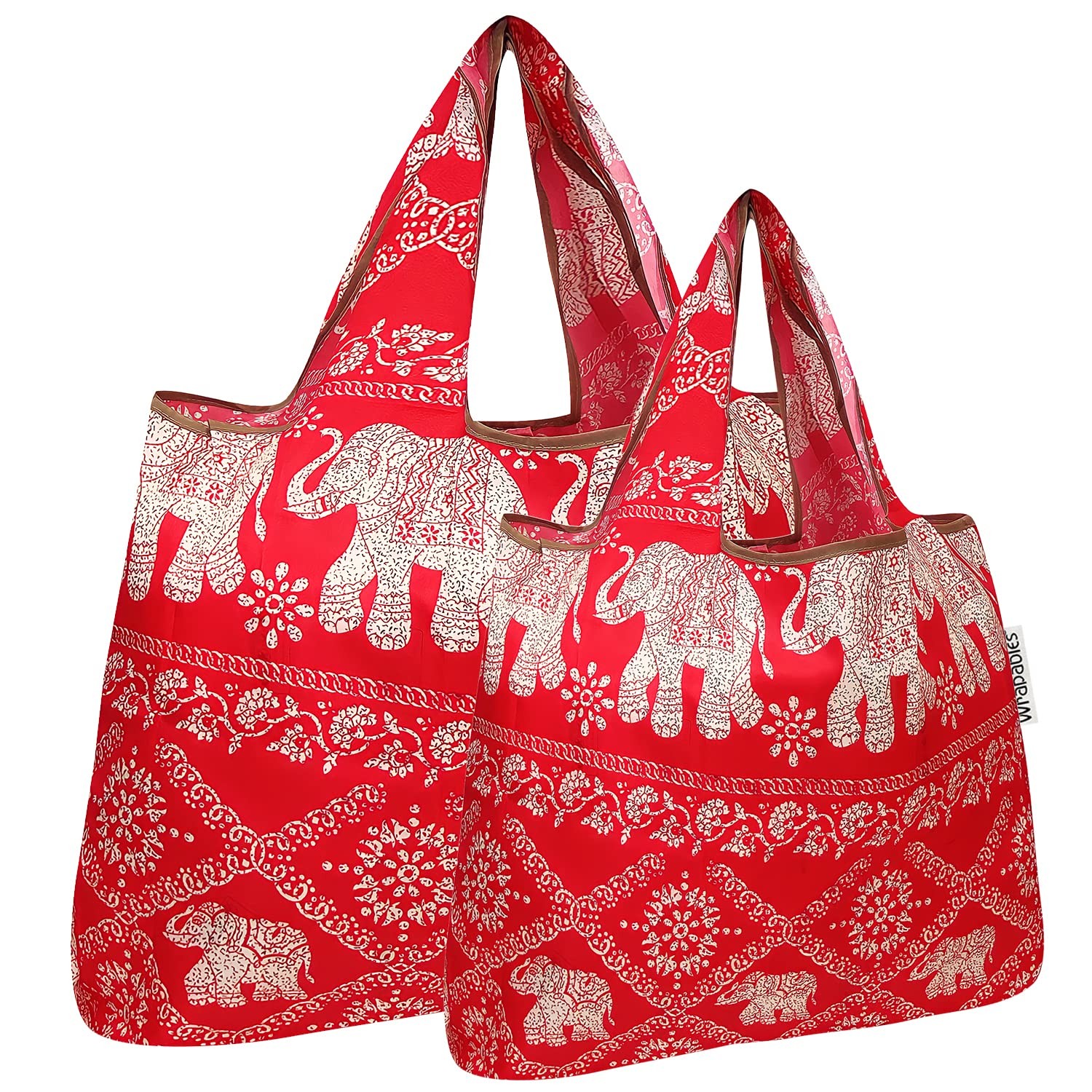 Large & Small Foldable Tote Nylon Reusable Grocery Bags, Set of 2, Regal Elep…