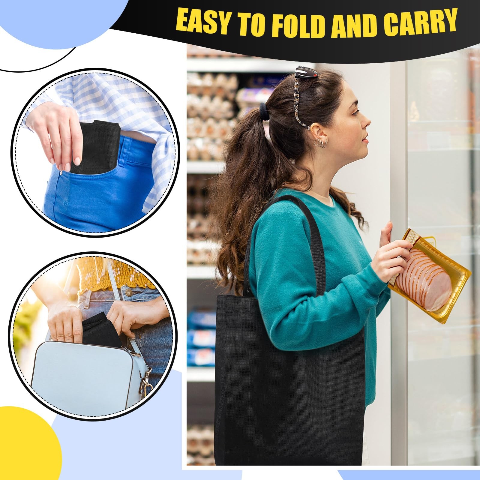 120 Pcs Non Woven Tote Bags Bulk 11.8 x 4 x 15 Inch Large Reusable Gift Bag F…
