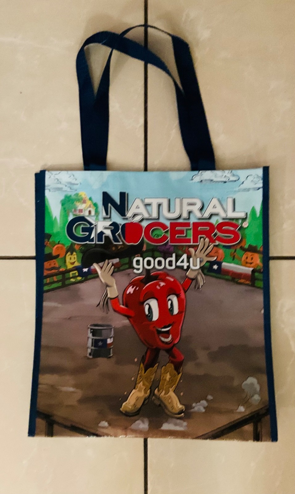 NWOT Natural Grocers Bag Reusable Shopping Tote Heavy Duty Holds 50 lbs Texas