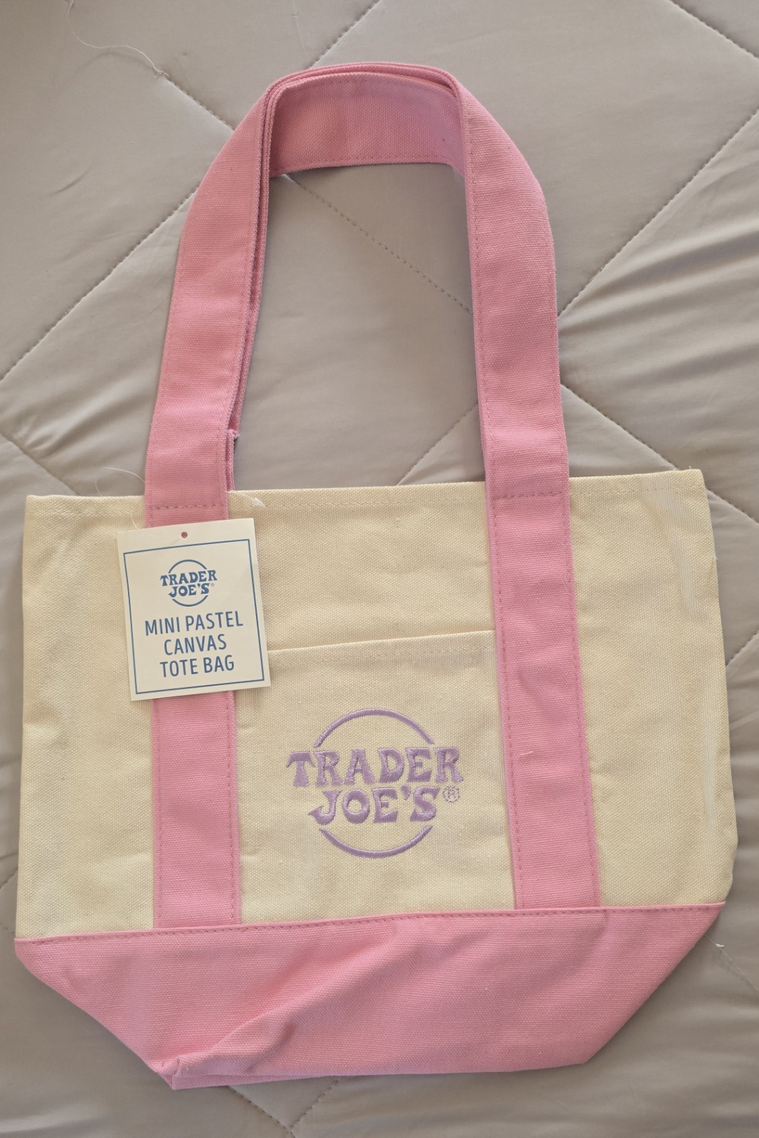 Authentic Trader Joe’s foldable Canvas Mini Tote Bags Set of 4 multicolored