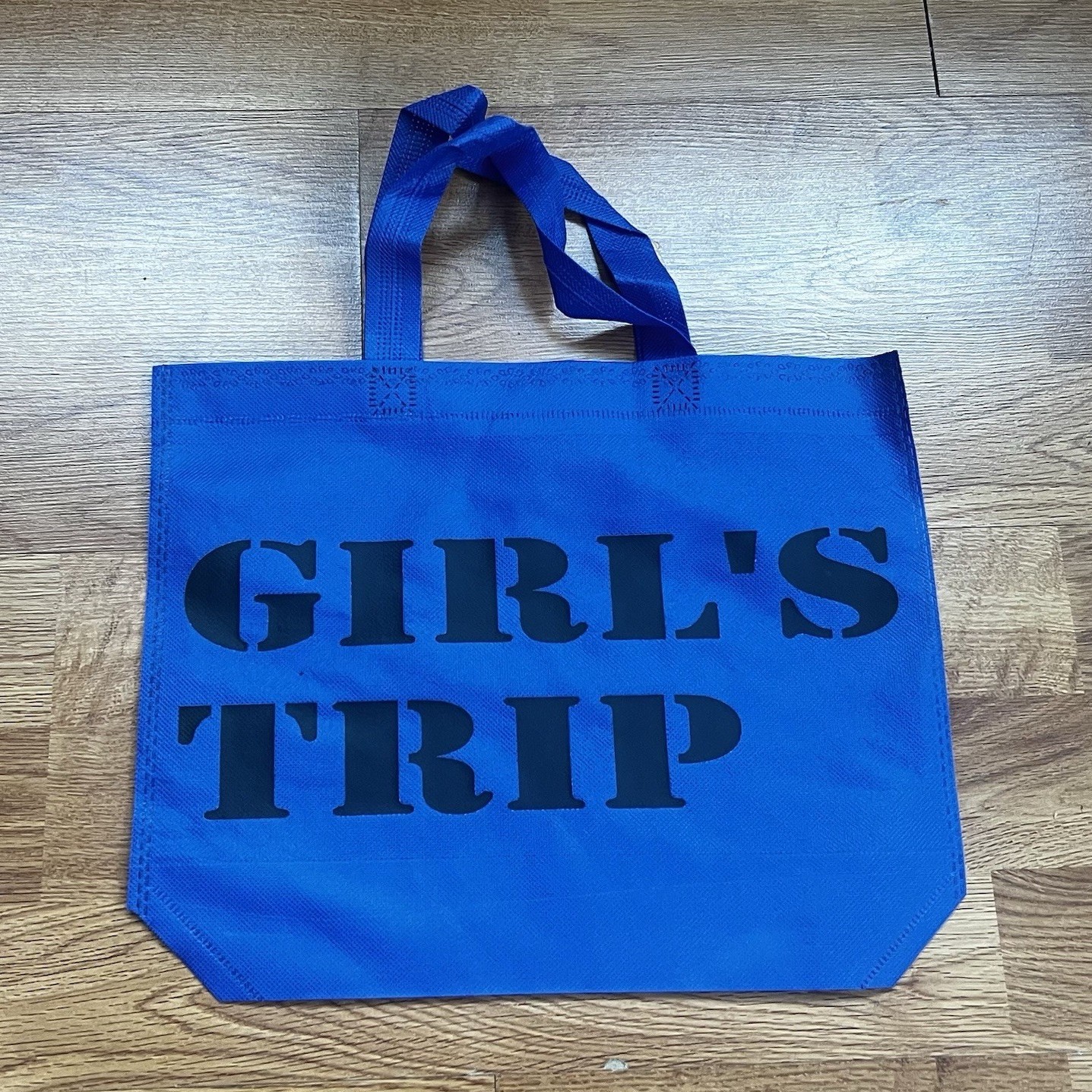 Foldable Blue Reusable Shopping Bag Non-woven Fabric Girl’s Trip Silhouette