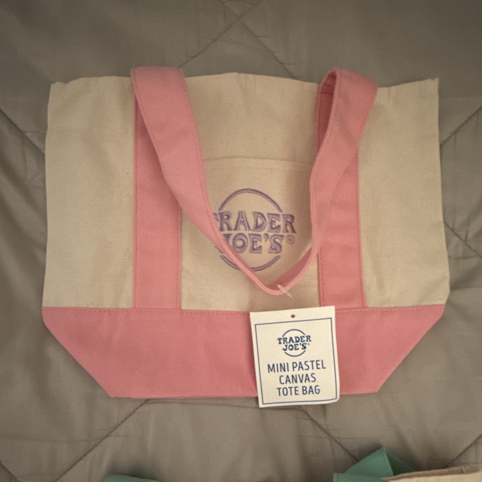 Trader Joe’s Mini Pastel Canvas Reusable Tote Bag Set, 4Pack Multicolor (Tagged)