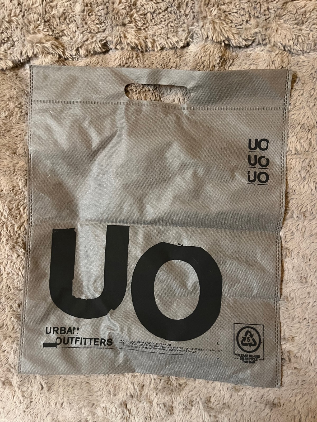 SALE Urban Outfitters Gray w/ Black Store Logo Reusable Bag, 15 x 18 in