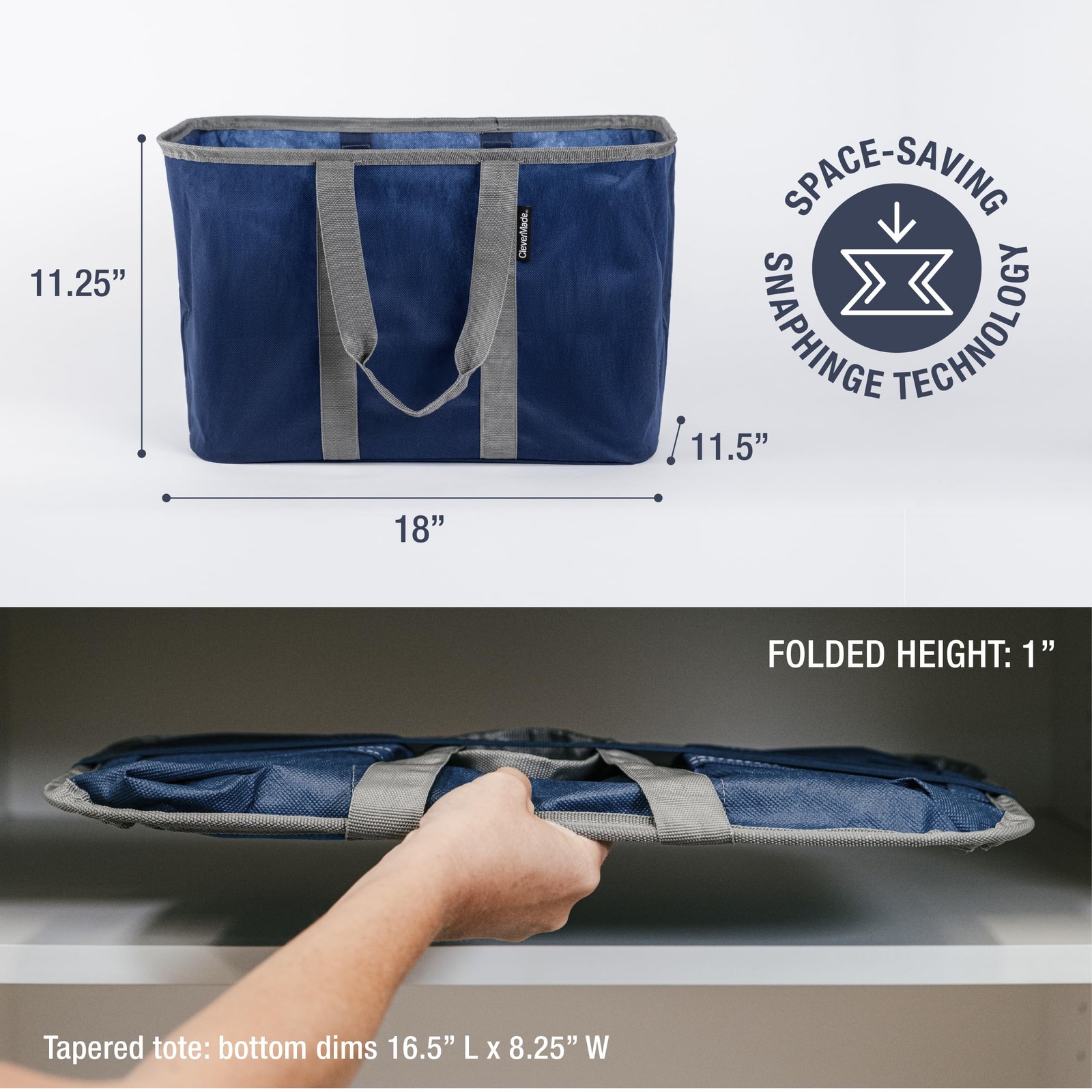 Blue 30L Collapsible Tote Basket Reusable Grocery Upright Fold Shopping Bag