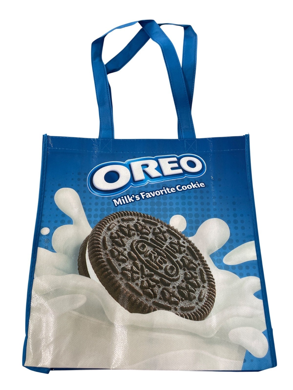 OREO Reusable Shopping Tote Bag Blue Cookies Milks Favorite Durable Eco Friendly