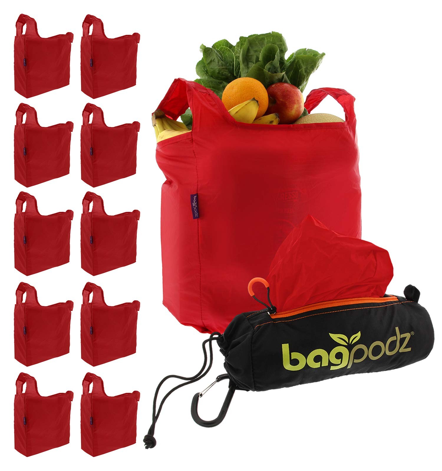 BagPodz Sturdy Reusable Grocery Bags Foldable and Washable – Made From RipSto…