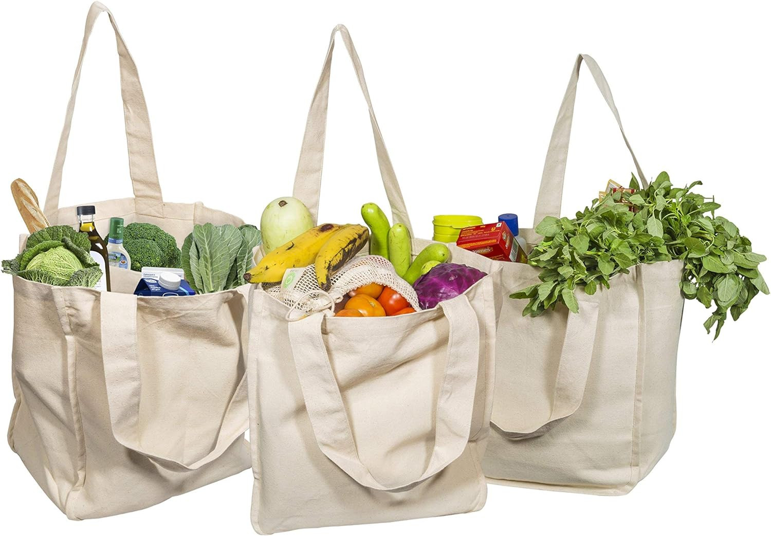 Best Canvas Grocery Shopping Bags – Cloth Grocery Tote Bags – Reusable Cotton Gr