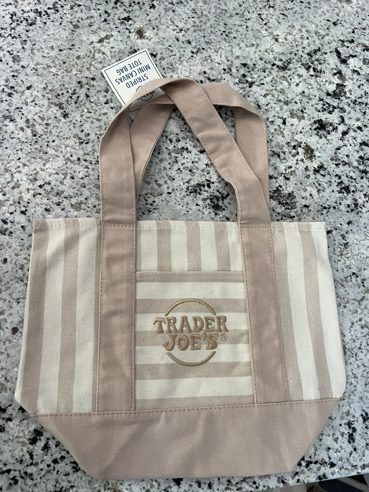 TRADER JOE’S MINI PASTEL STRIPE CANVAS TOTE BAGS SET Of 4 PINK BLUE GREEN BEIGE