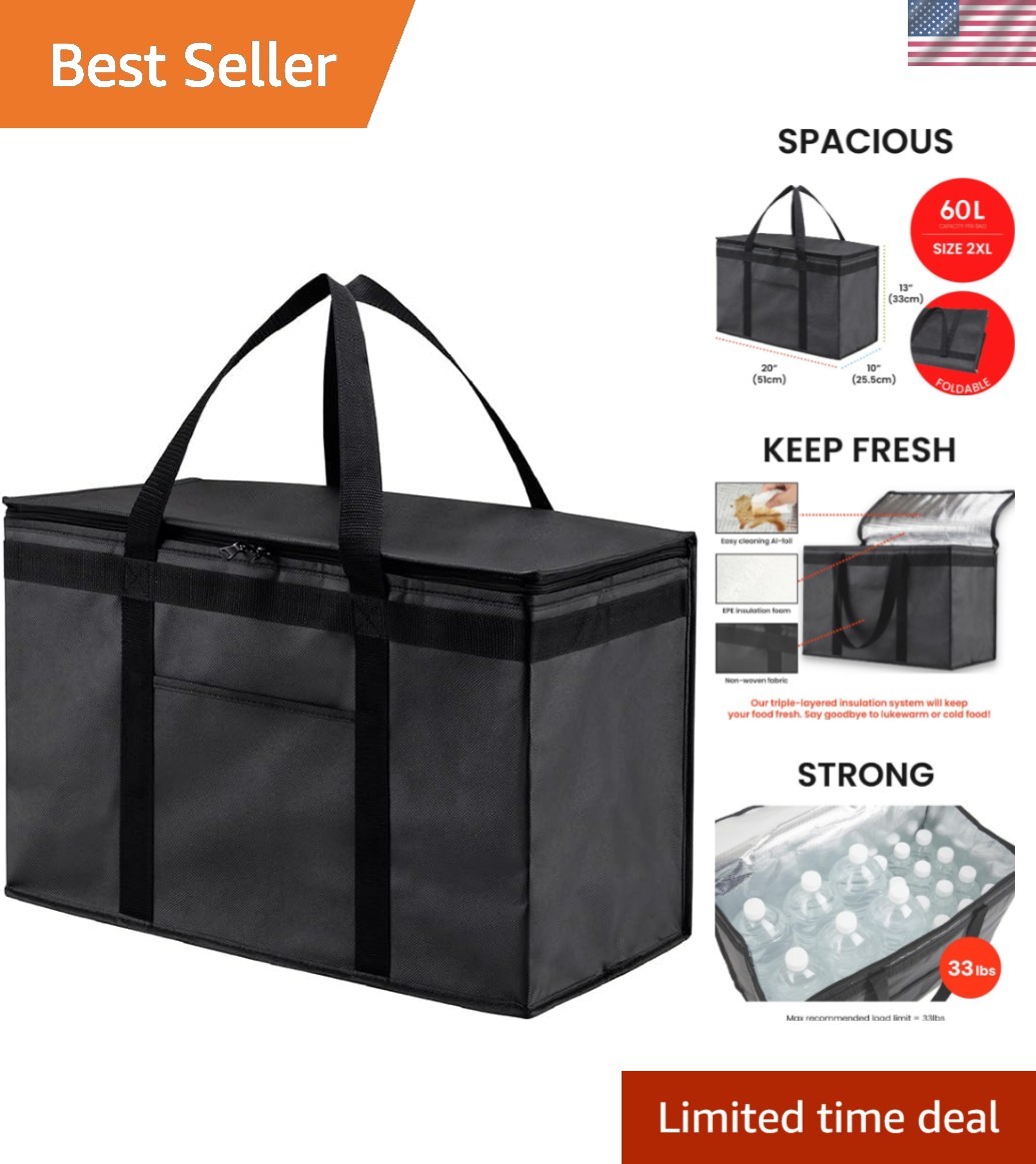 Space-Saving Foldable Insulated Bag – 2XL Cooler for Food Delivery & Grocery