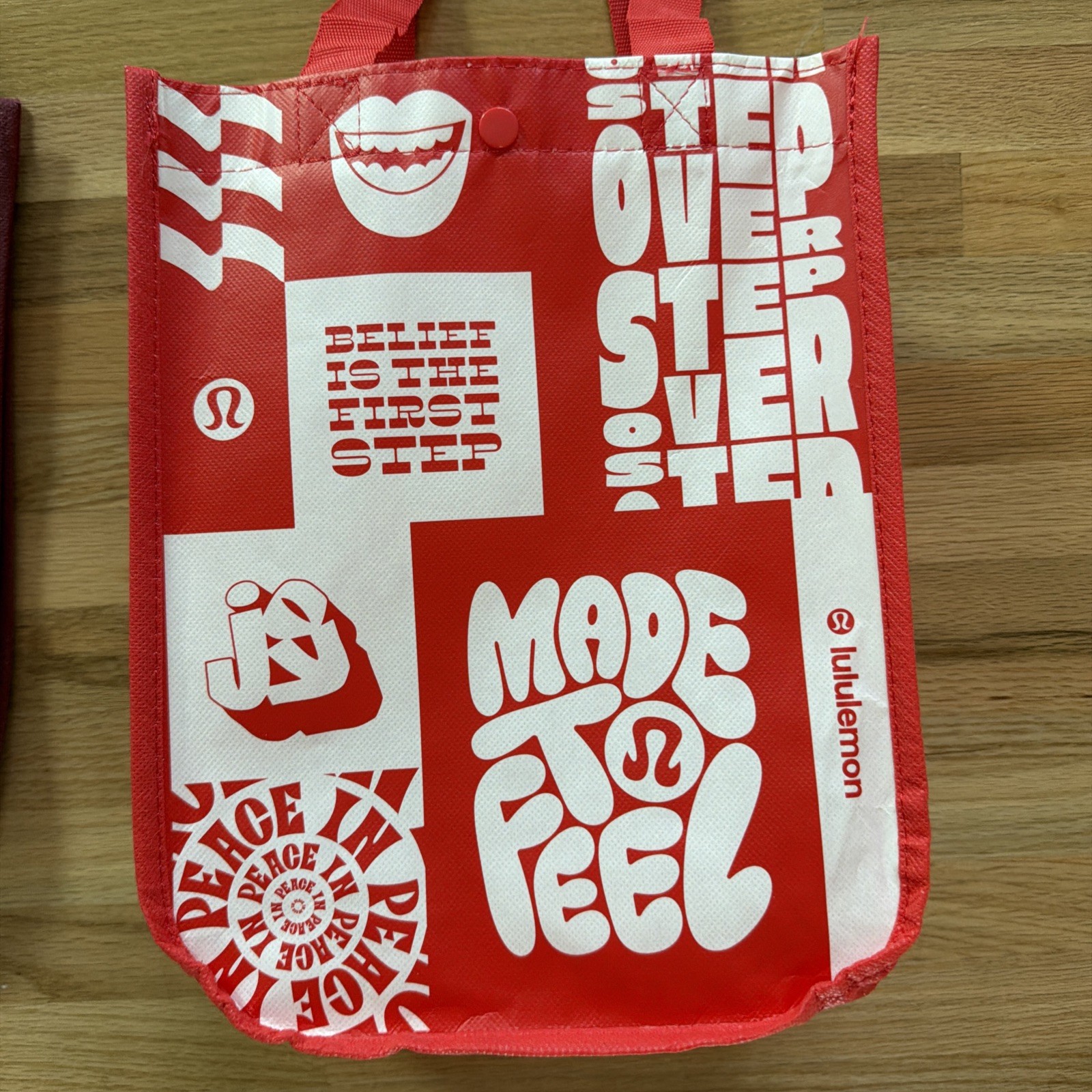 3 Different Lululemon Small Reusable Shopping Gym Lunch Gift Bag Red White Gray