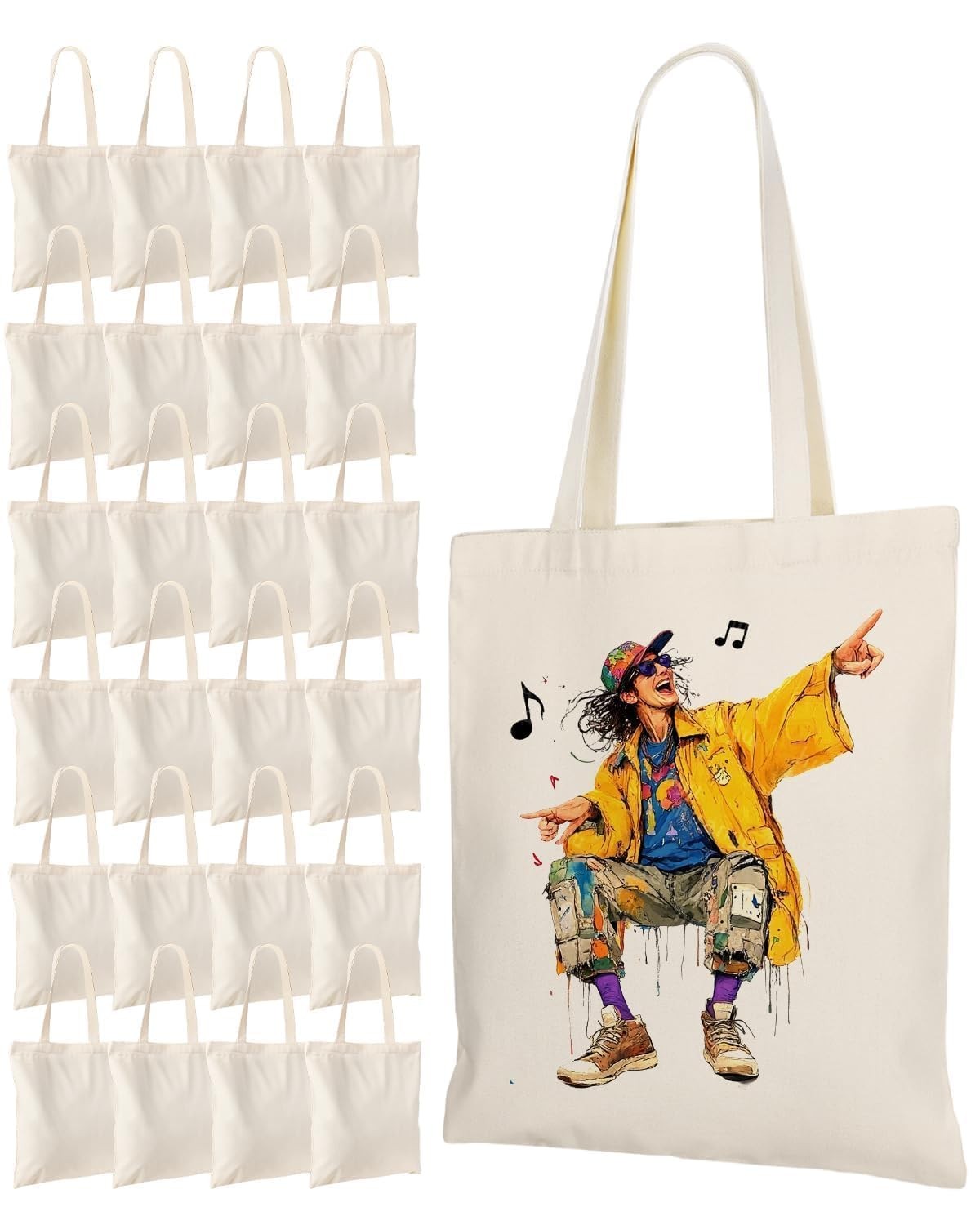 24 Pack Canvas Tote Bags for Sublimation, Painting, HTV – 10oz Non-Shrink Thi…