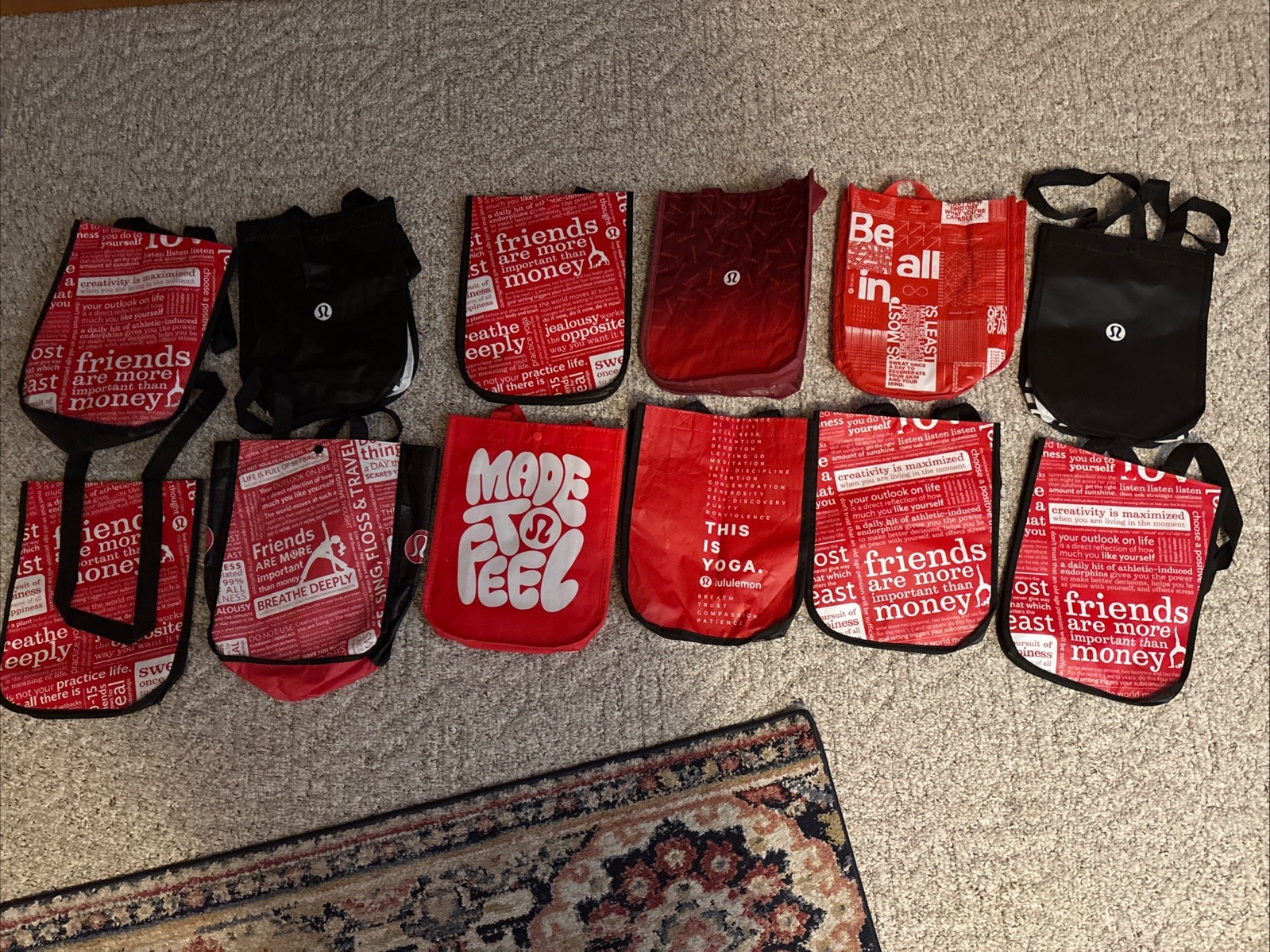 12x Lululemon Reusable Shopping Tote Bag Lot Small bags