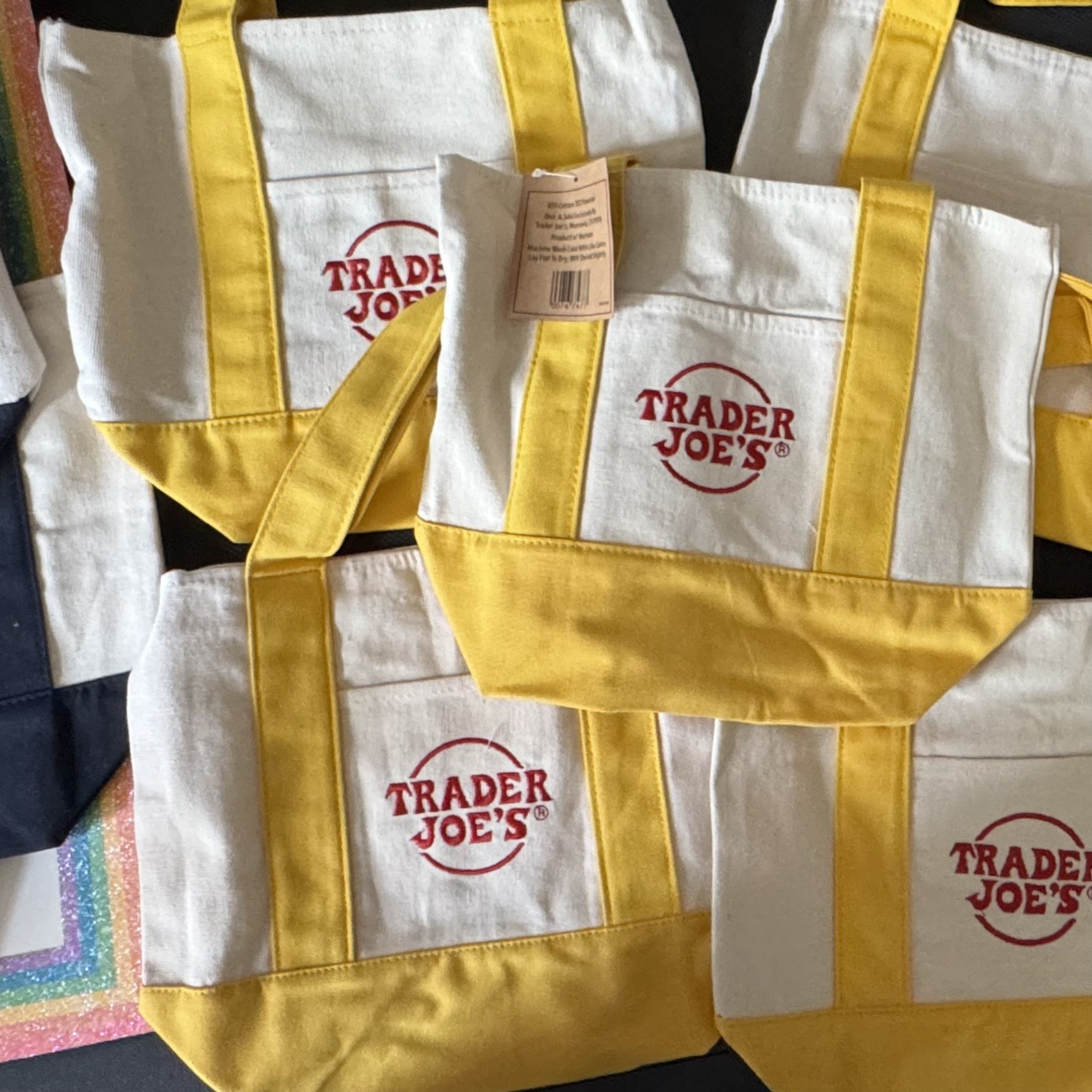 Trader Joe’s Canvas Mini Tote Bag Orange set of 4