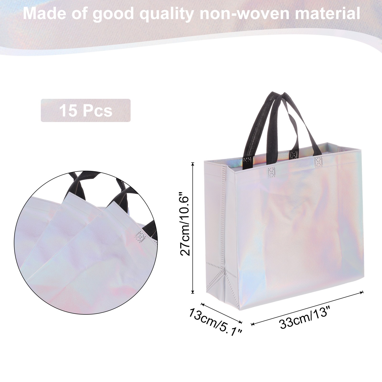15Pcs Laser Gift Bags with Handles Bulk, Glossy Finish Gift Bags Rainbow