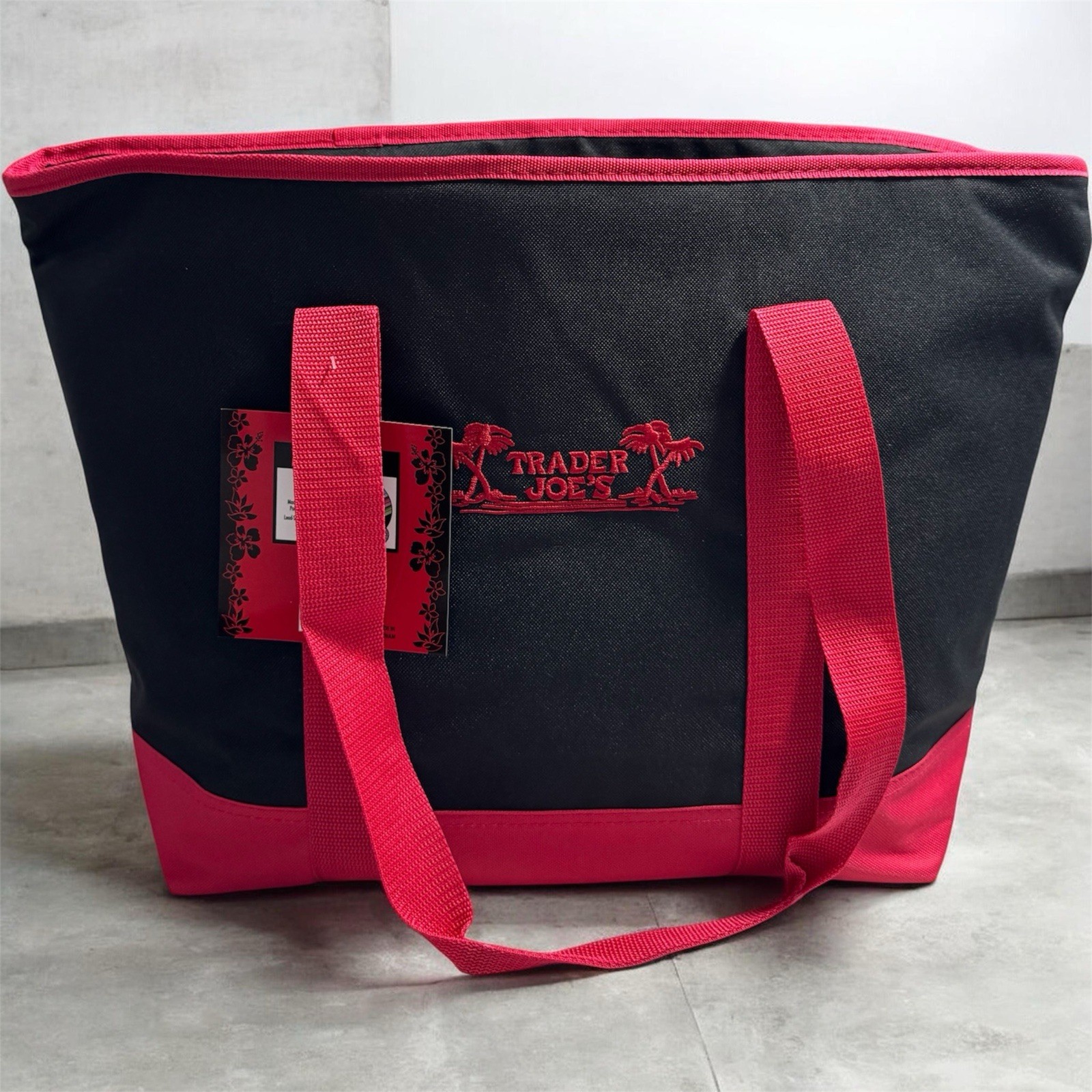 Original Trader Joe’s Black & Red Insulated Tote Bag Cooler Shopping Grocery