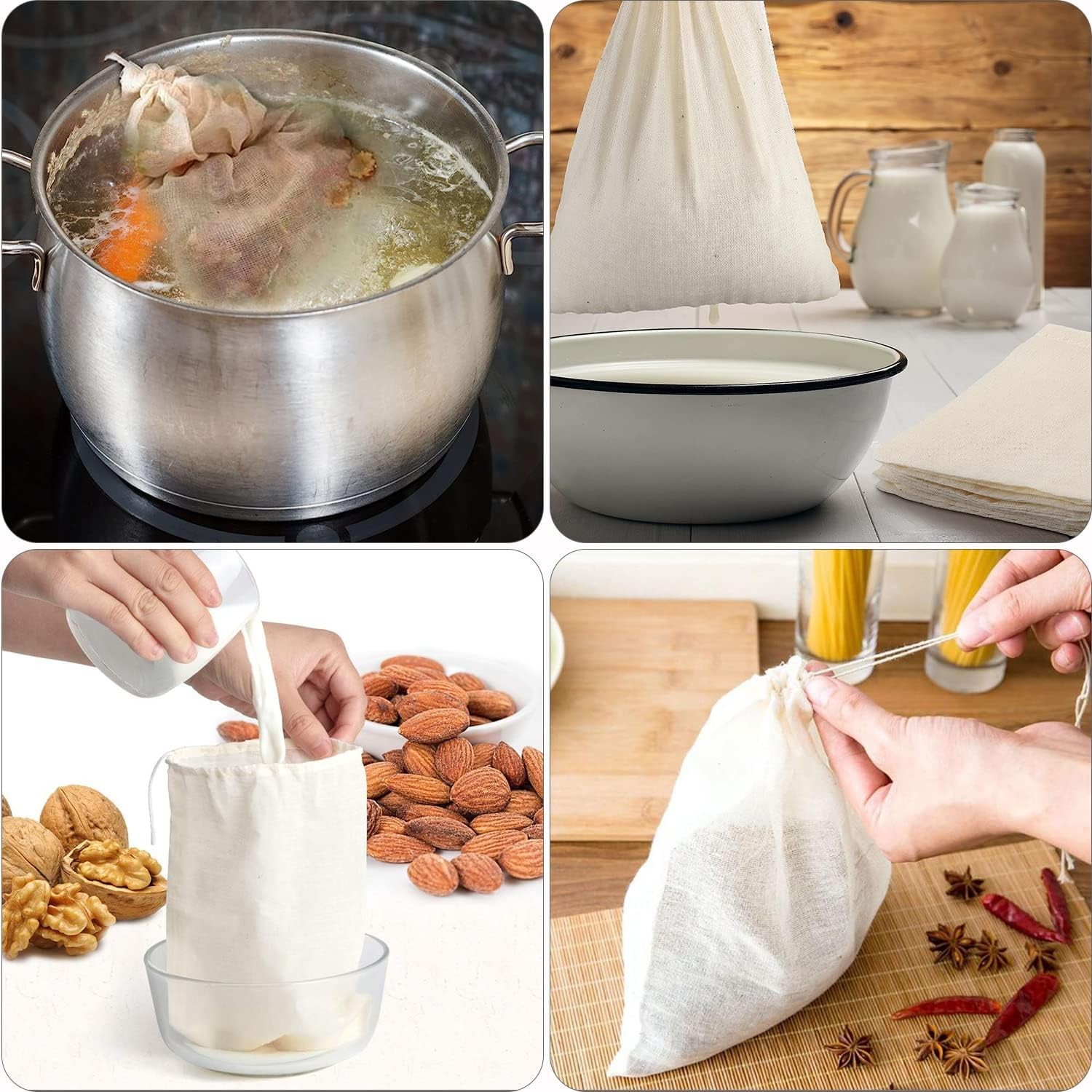 MyLifeUNIT Soup Bags, Cotton Mesh Bag for Cooking, Large 18 x 24 Inch, White