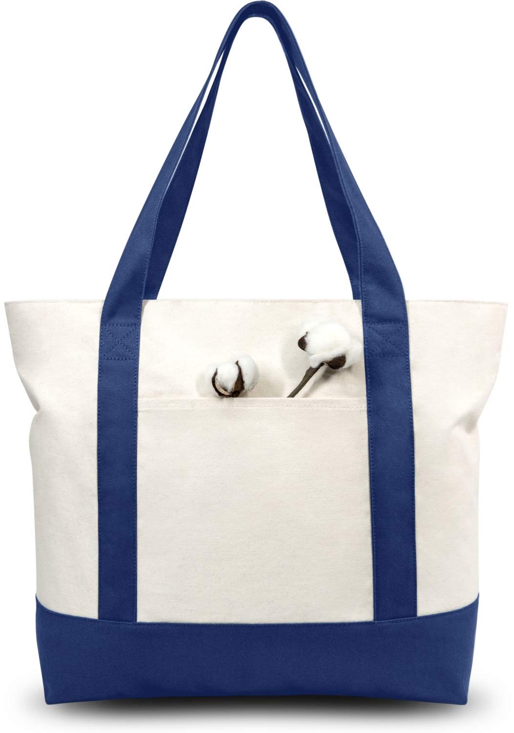 TOPDesign 1-Pack Canvas Tote Bag with an External Pocket, Reusable Grocery Sh…
