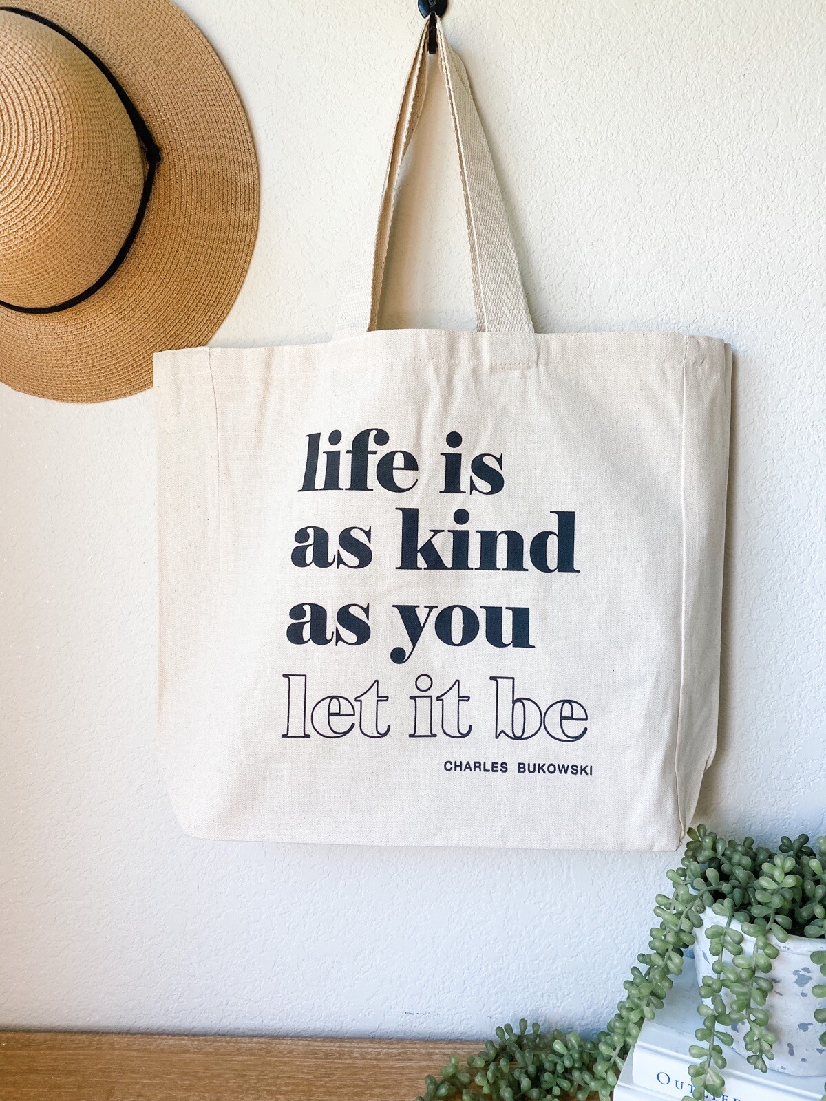Funny Screen Printed Canvas Shopping Tote Bag – Let It Be