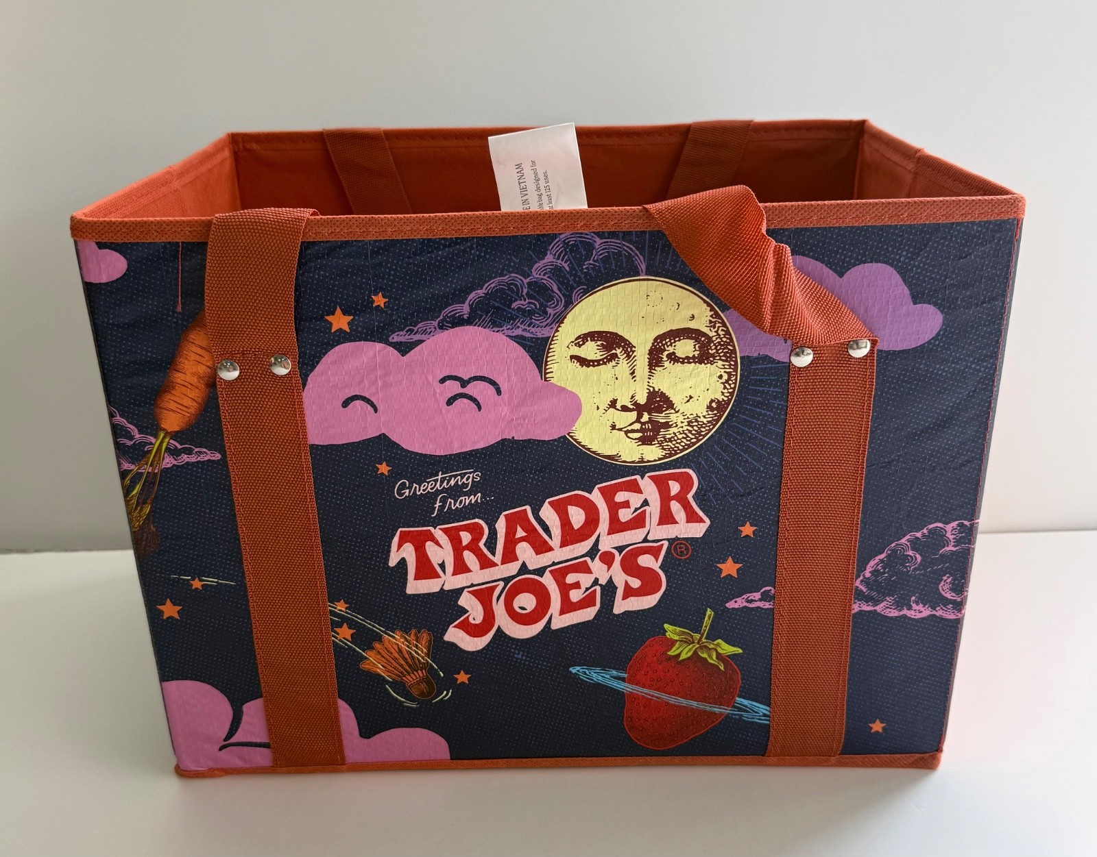 Trader Joe’s Stand Up Collapsible Grocery Reusable Tote Bag Hold Up 6 Gallons