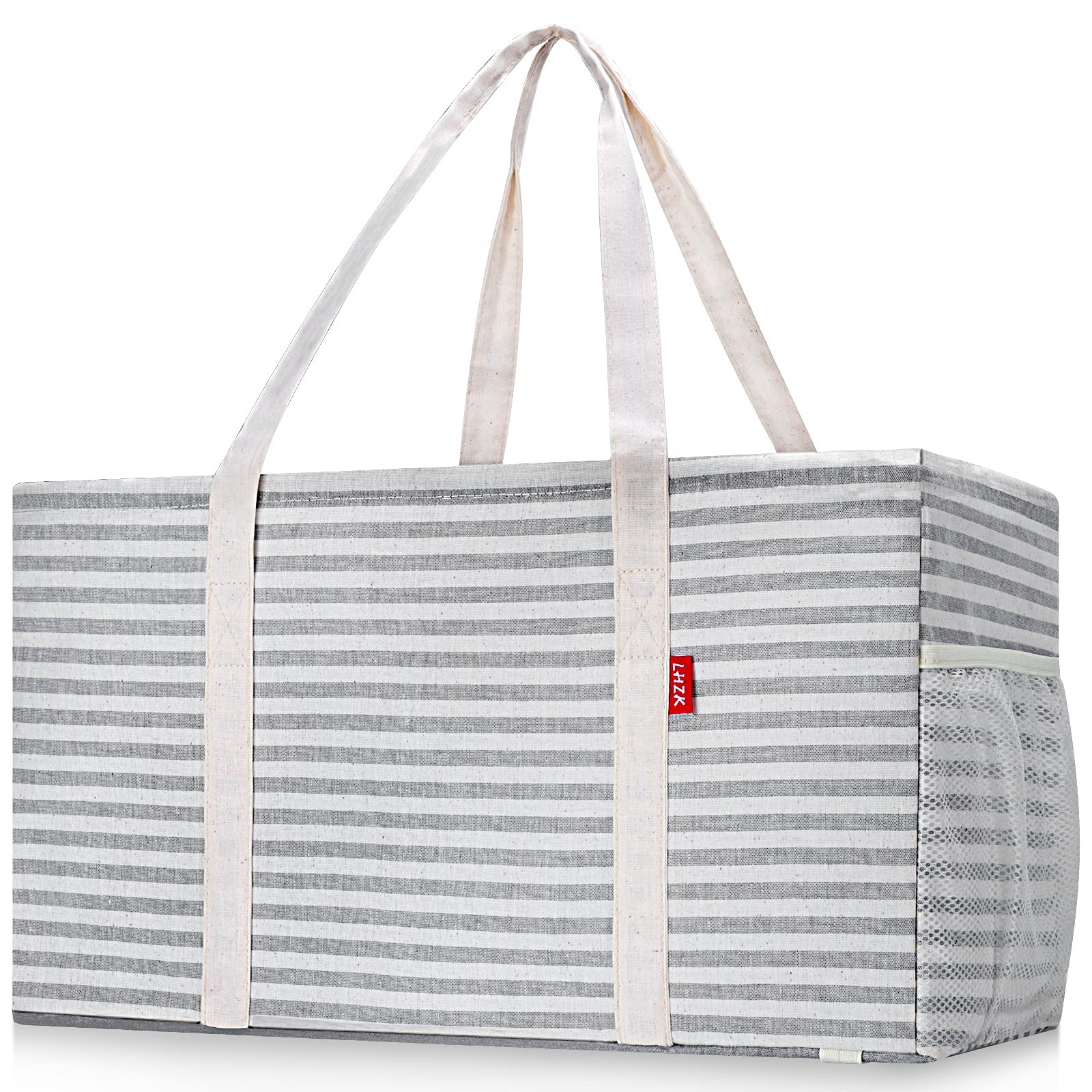 2 Pack Extra Large Utility Tote Bag with Metal Wire Frame and the Sides Rinfo…