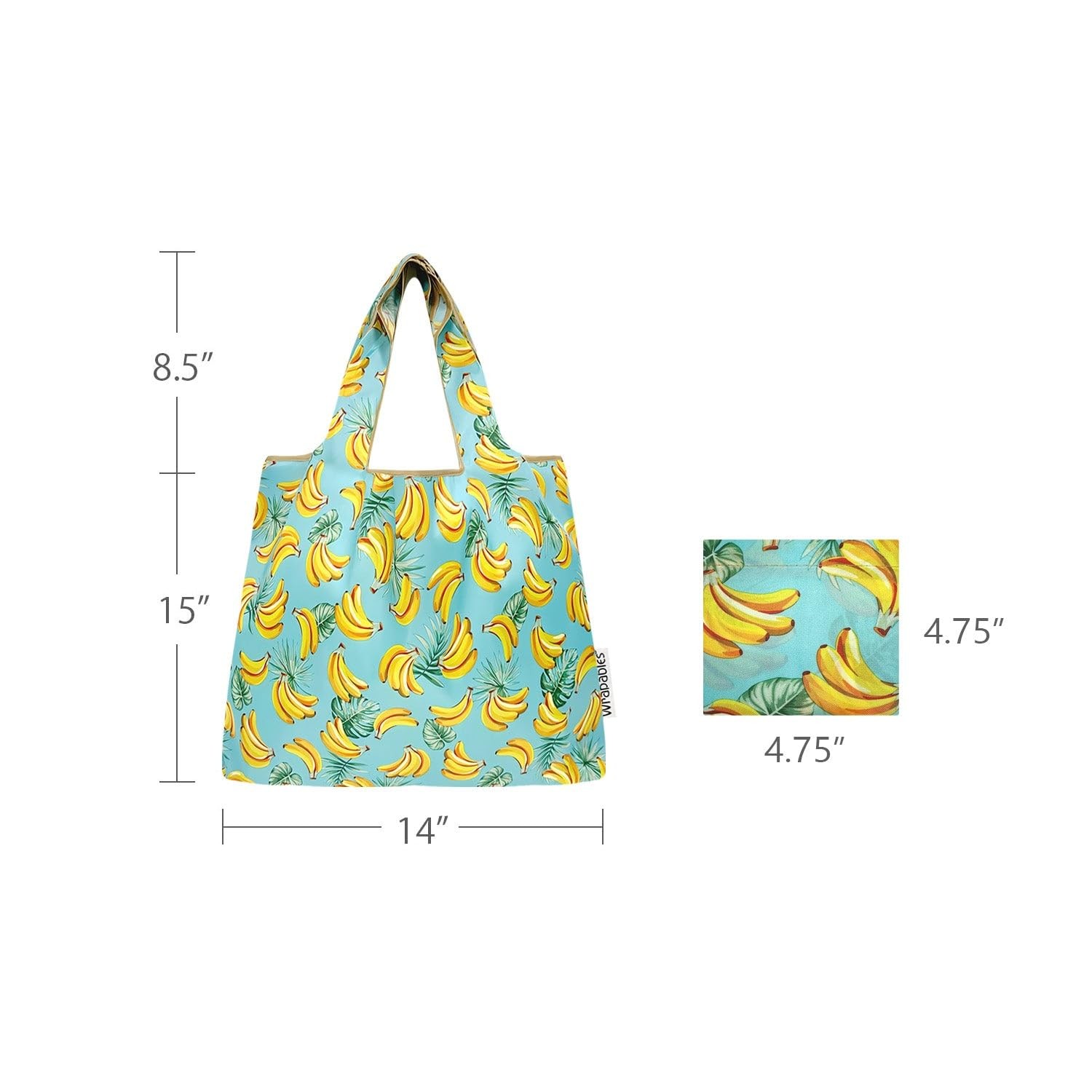 Medium Foldable Tote Nylon Reusable Grocery Bag Set of 2, Bananas