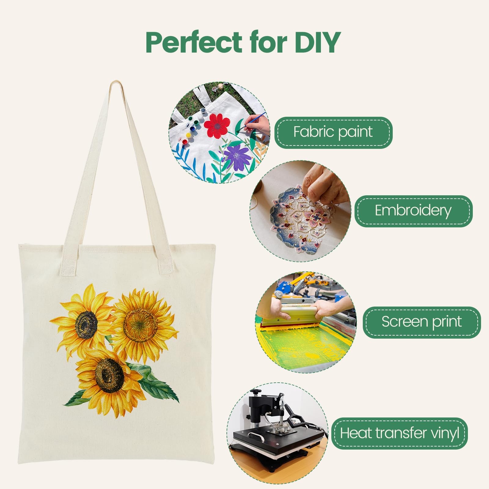 12 Pack Canvas Tote Bag – Lightweight Thin Tote Bags Bulk Blank Shopping Reus…