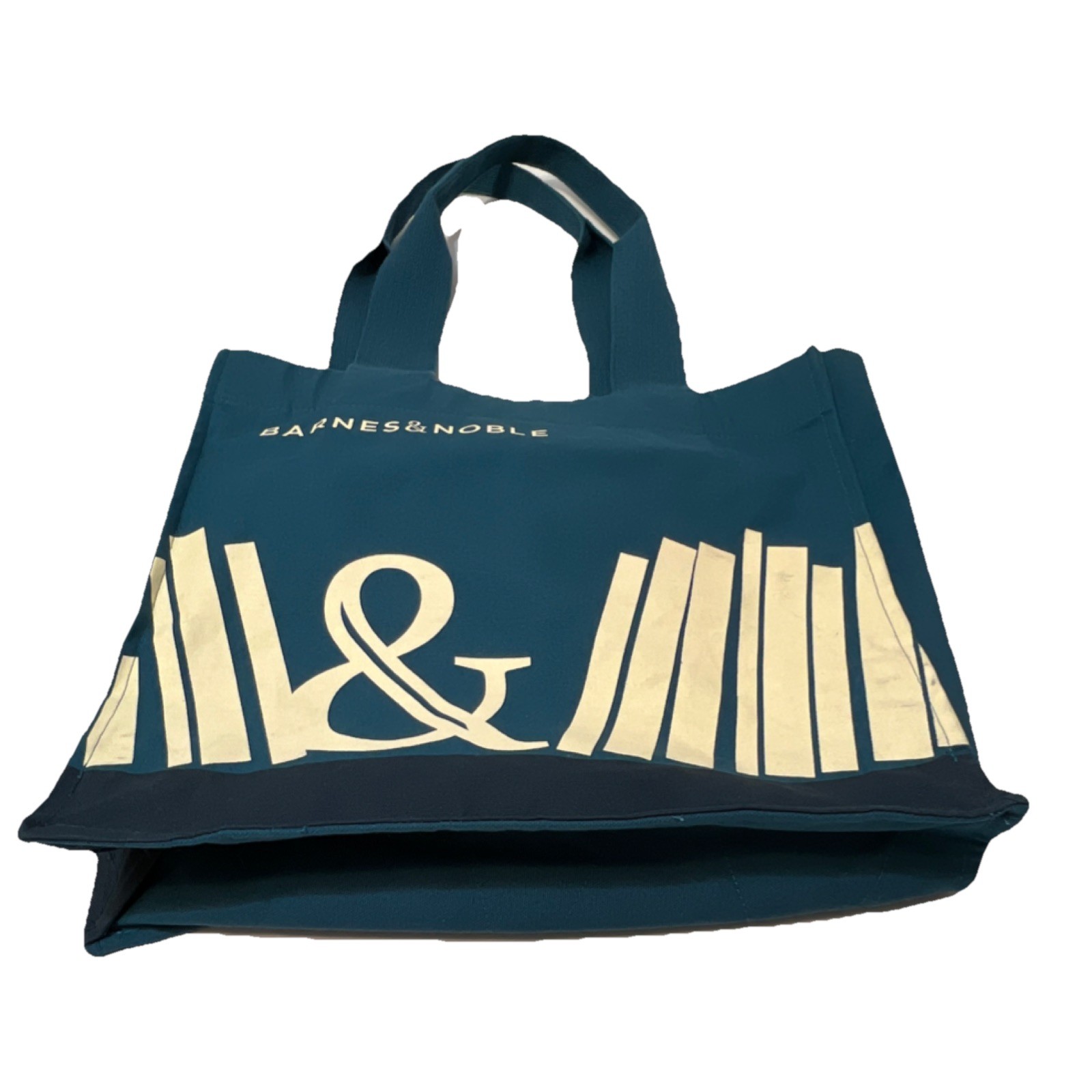Barnes & Noble Re-Wrap Collab Organic Cotton Tote Bag Blue Inner Pocket