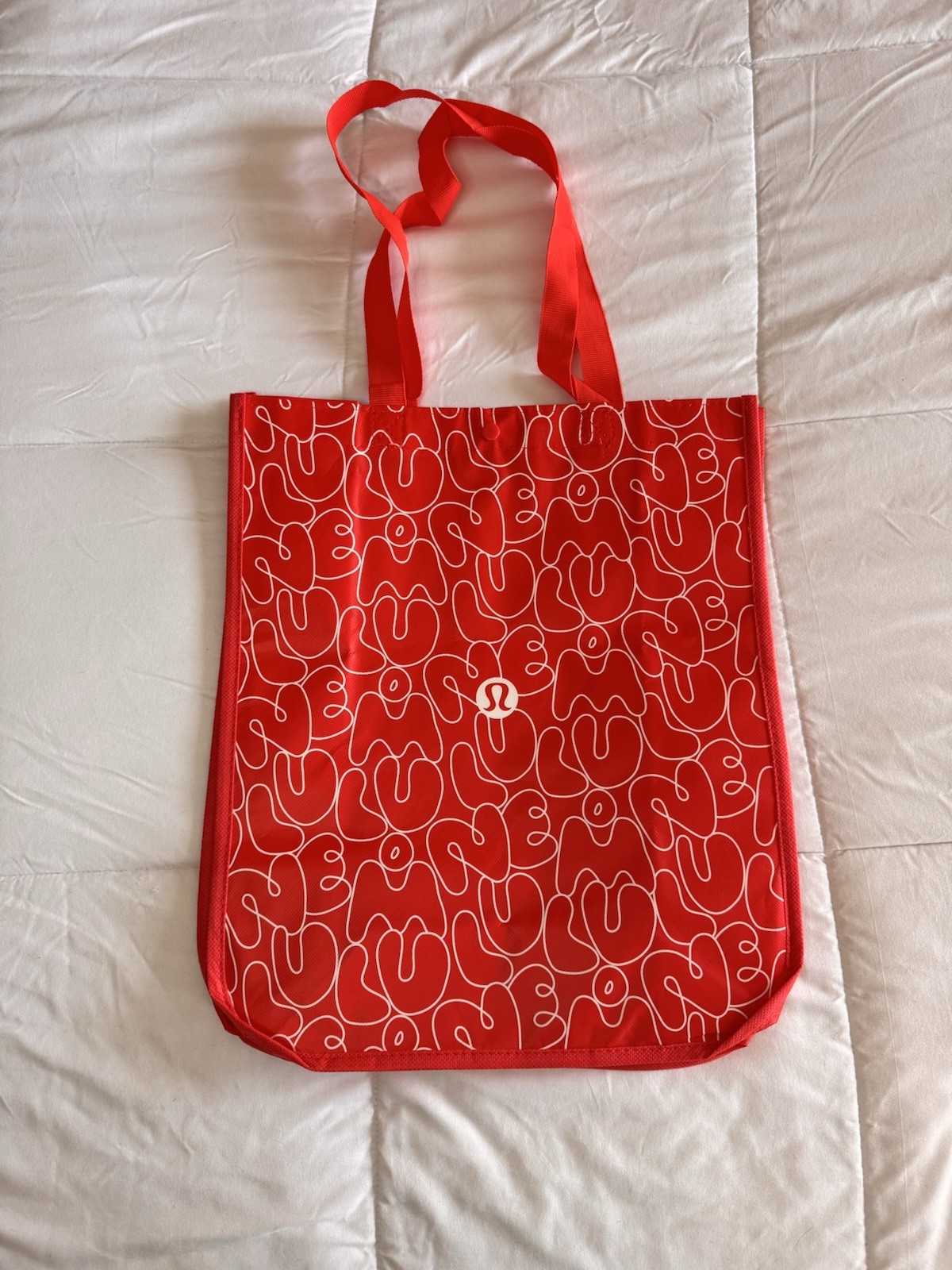 New Lululemon Reusable Shopping Tote Bag Large Red & White Tote Limited Edition