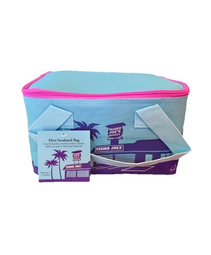 NEW! Trader Joe’s MINI Tote Bag Insulated New Summer 2026-Ice Blue/Purple/Pink